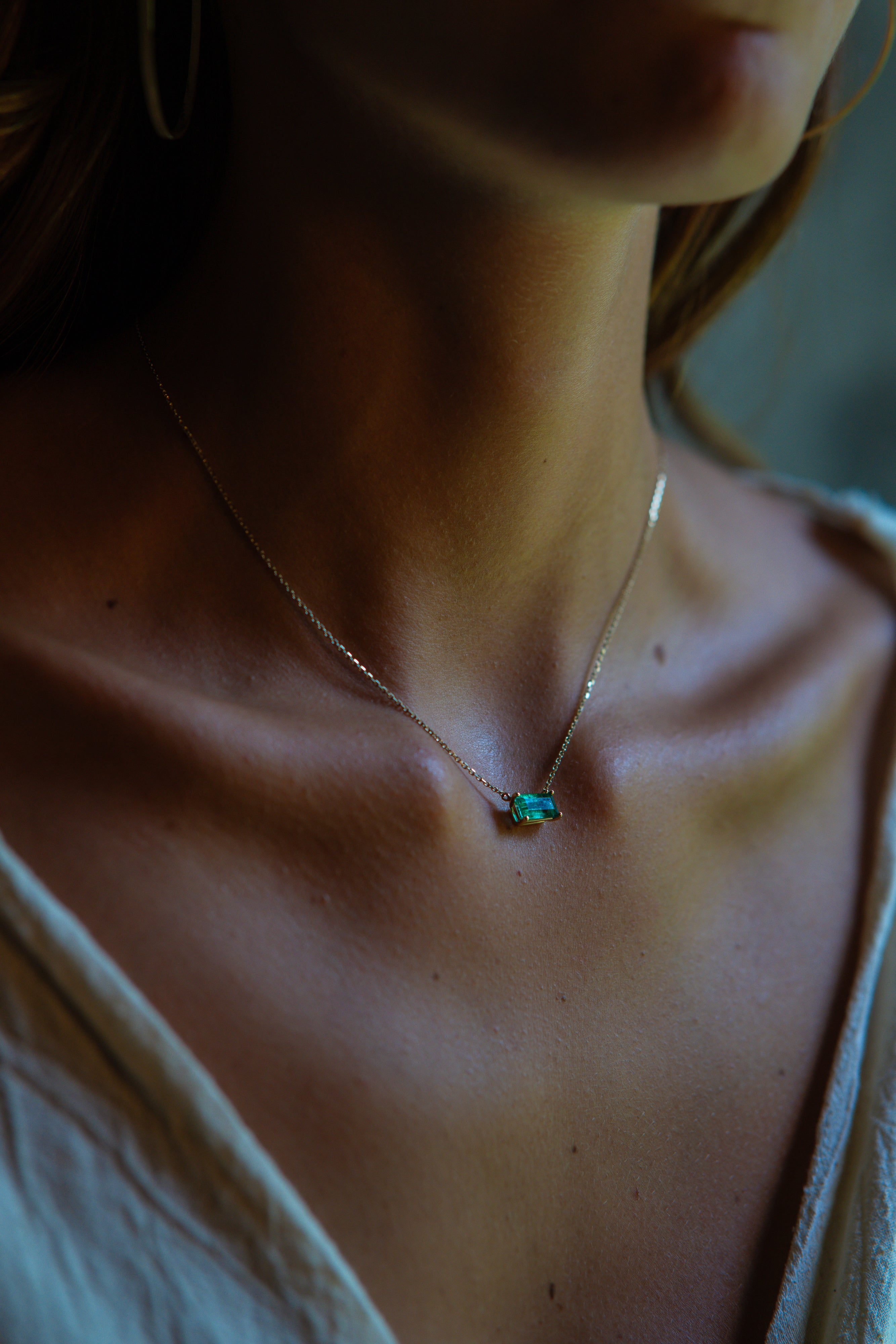 Classic Cut Emerald Trinket Amulet-Y14K