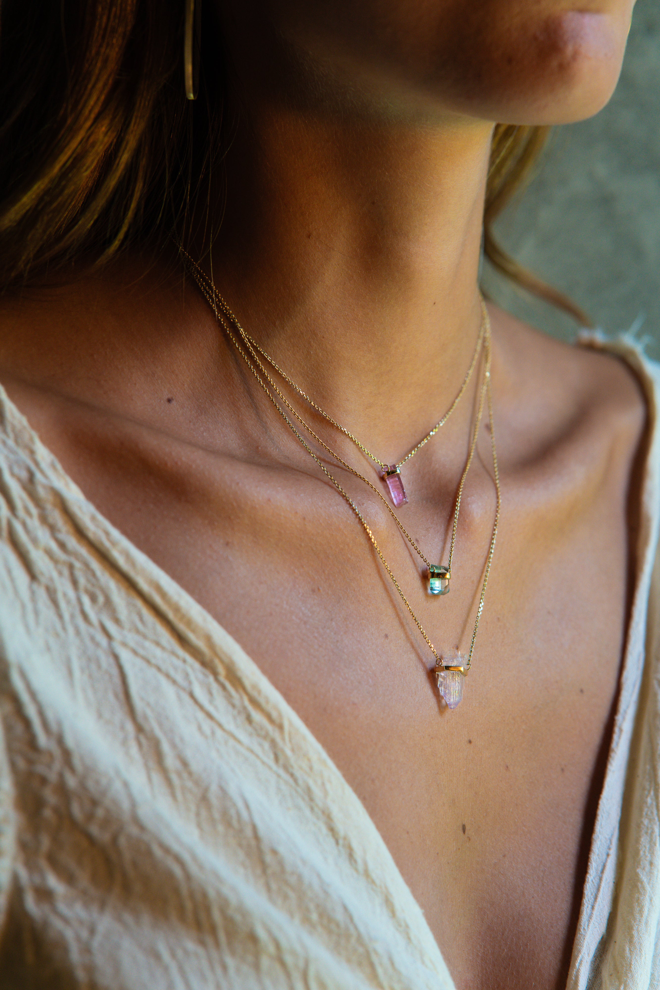 Pink Tourmaline Mini Amulet - Raw