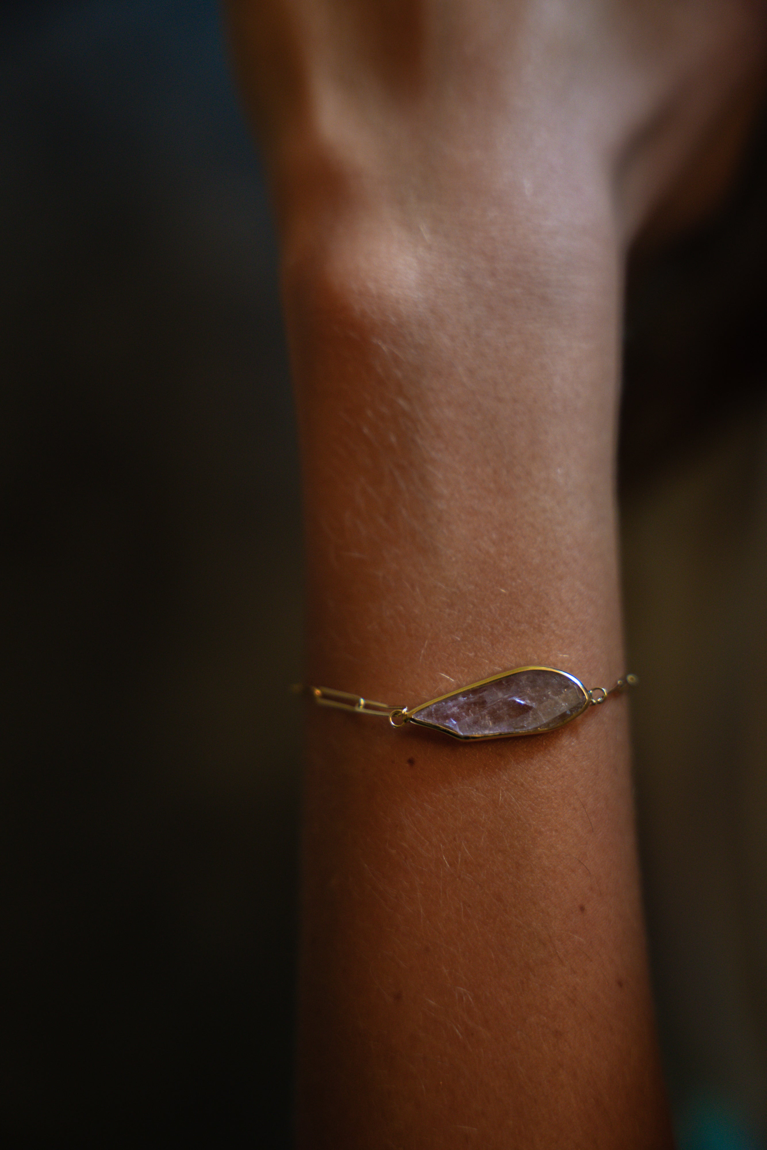 Cloud Raw Kunzite Bracelet-Y14k