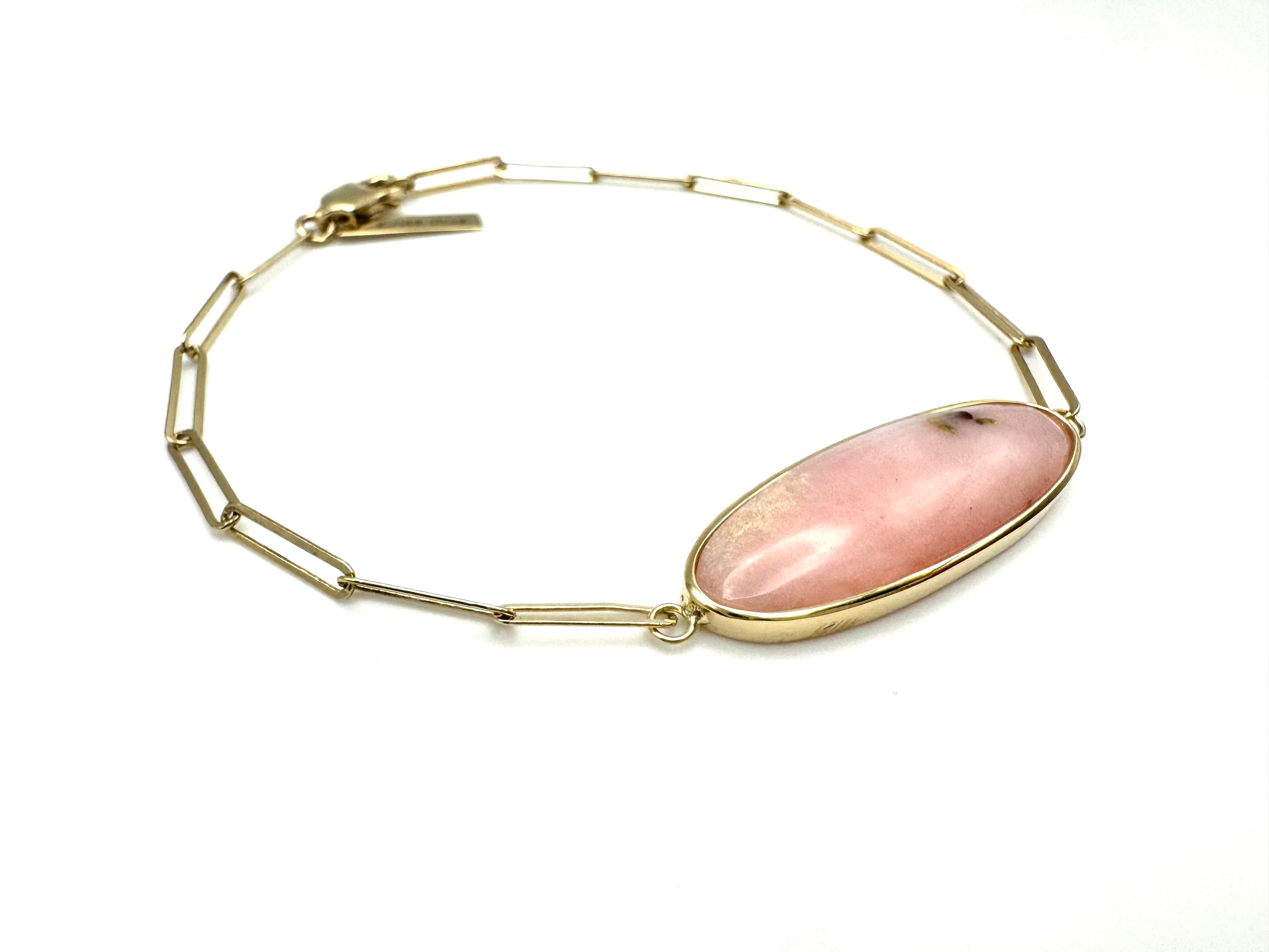 Cloud Cut Pink Opal Bracelet-Y14k