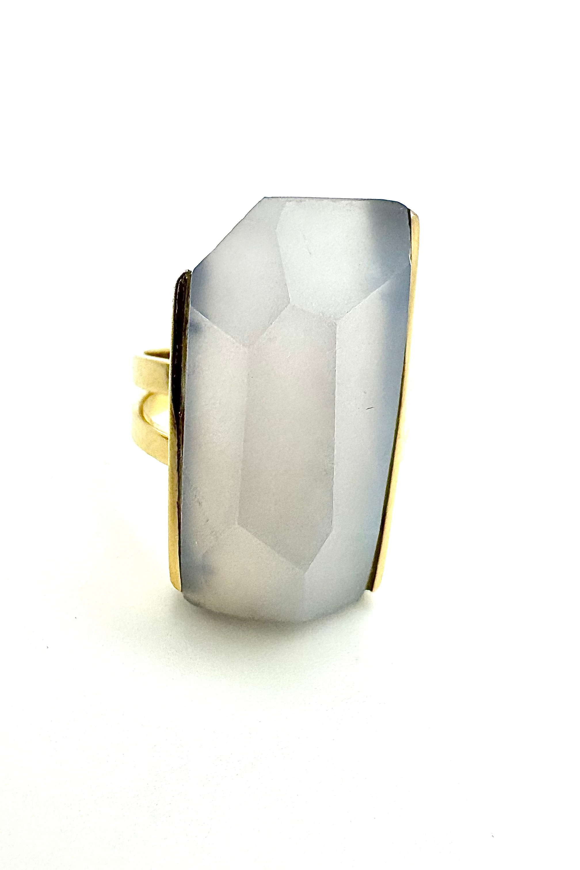 Classic Organic Chalcedony Double Ring-Y14k