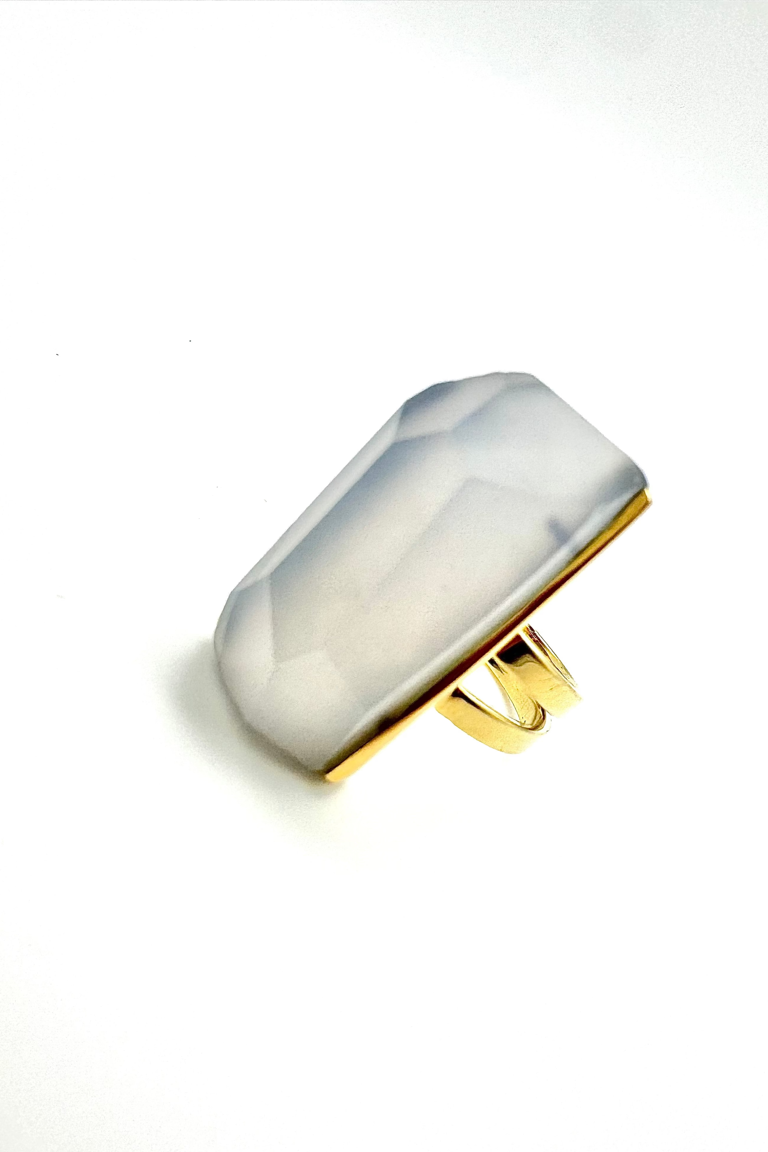 Classic Organic Chalcedony Double Ring-Y14k