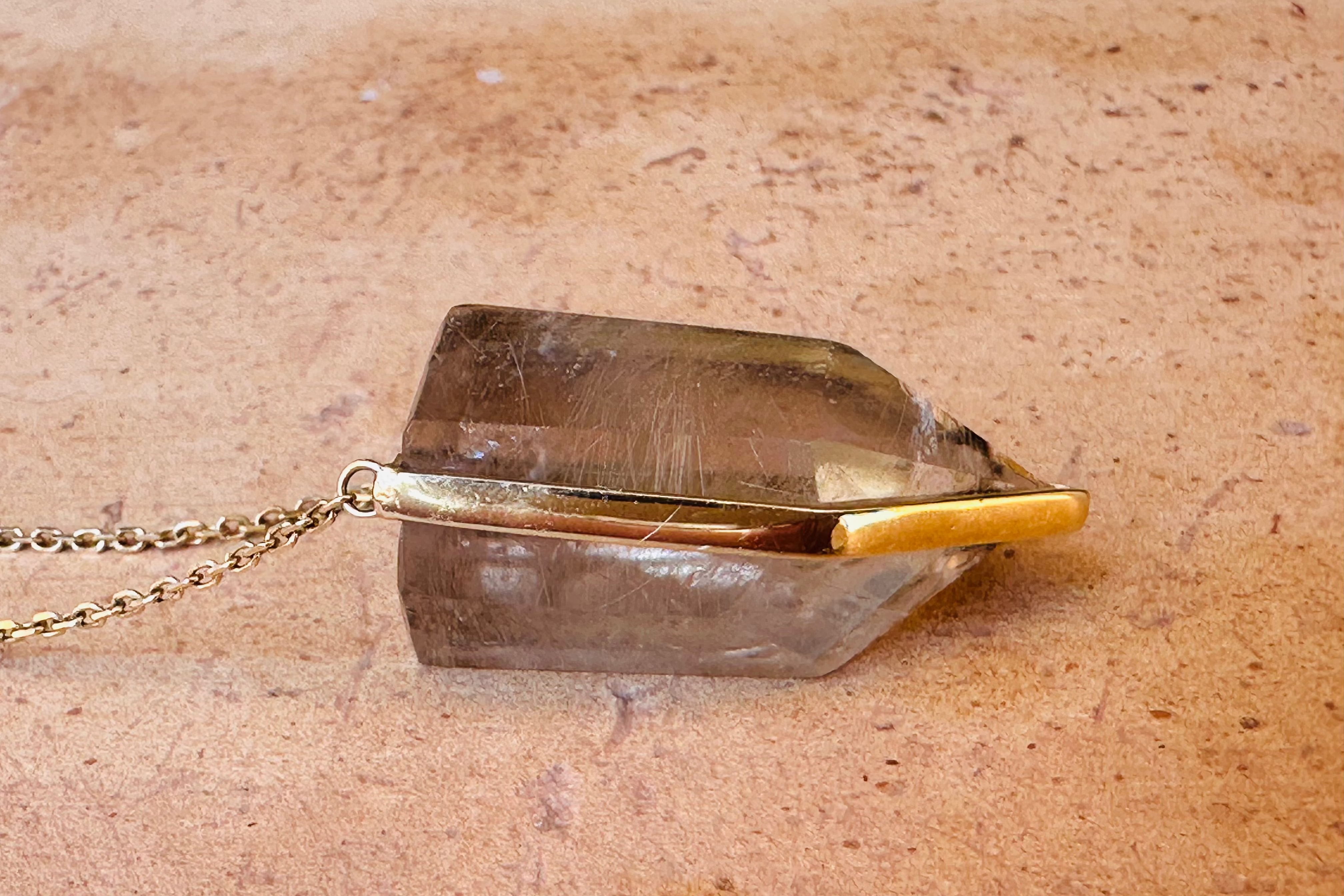 Rutilated Quartz Compas Amulet - Raw