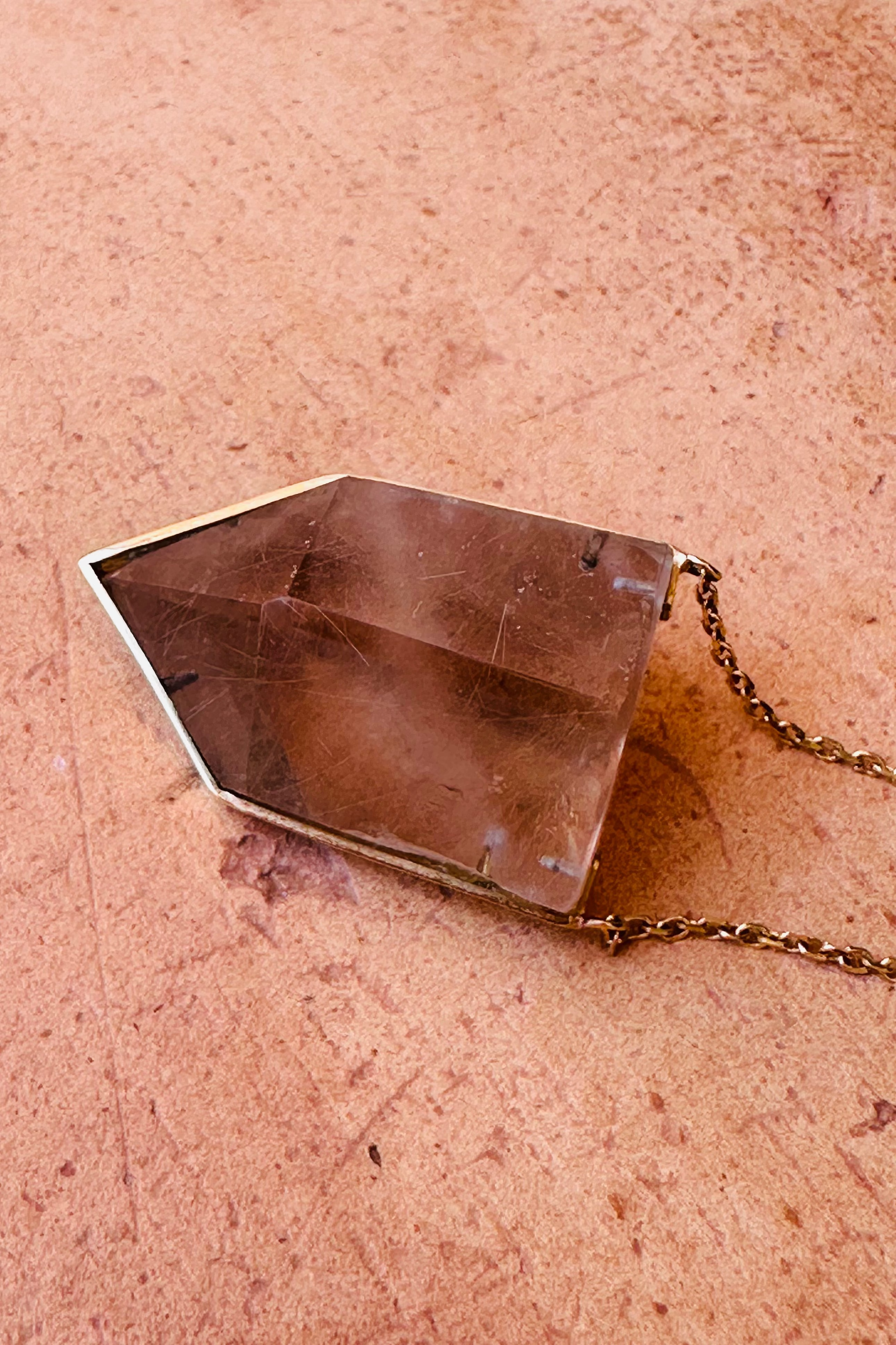 Rutilated Quartz Compas Amulet - Raw