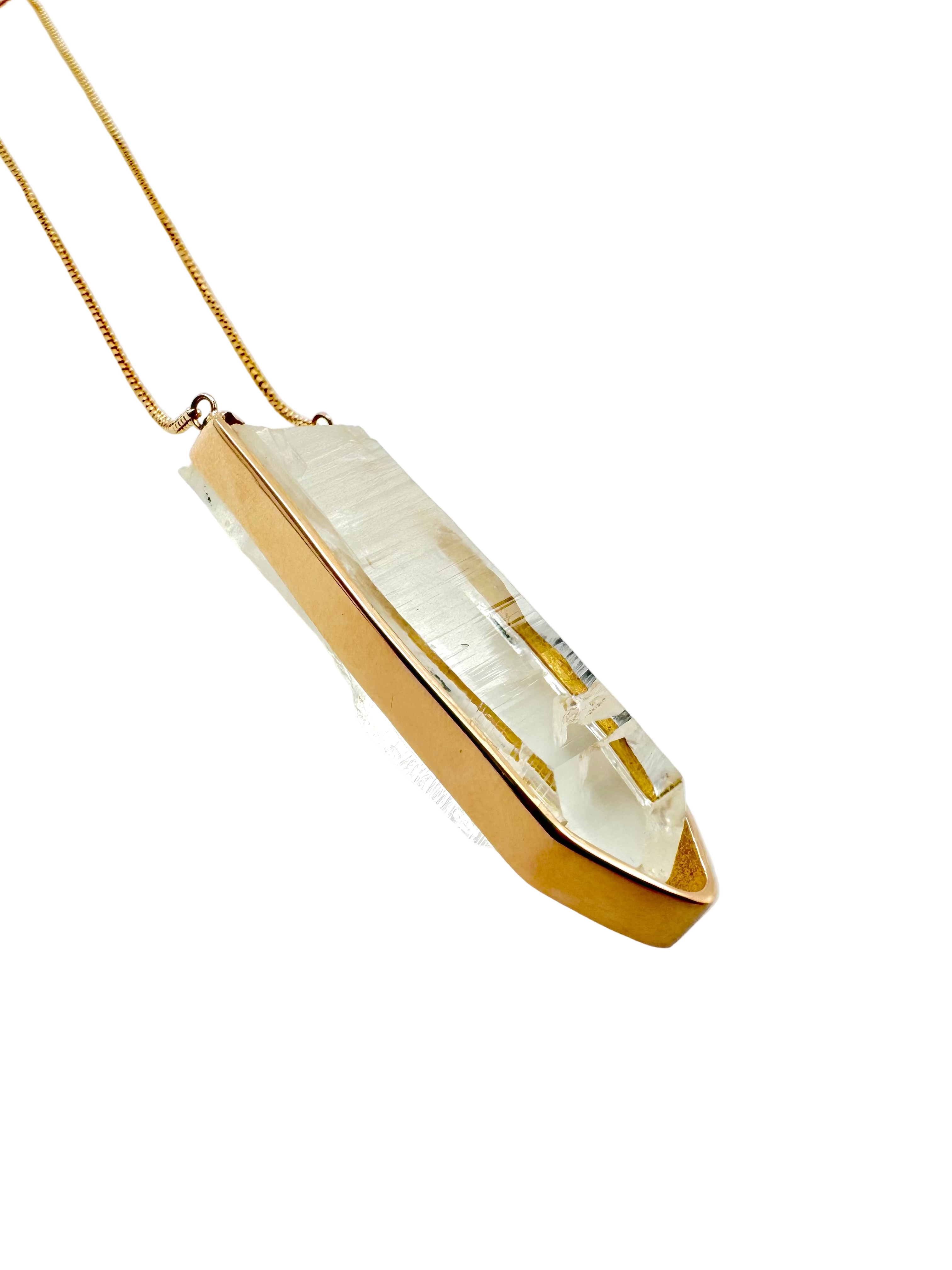 Classic Raw Clear Quartz Compass Amulet-Y14k