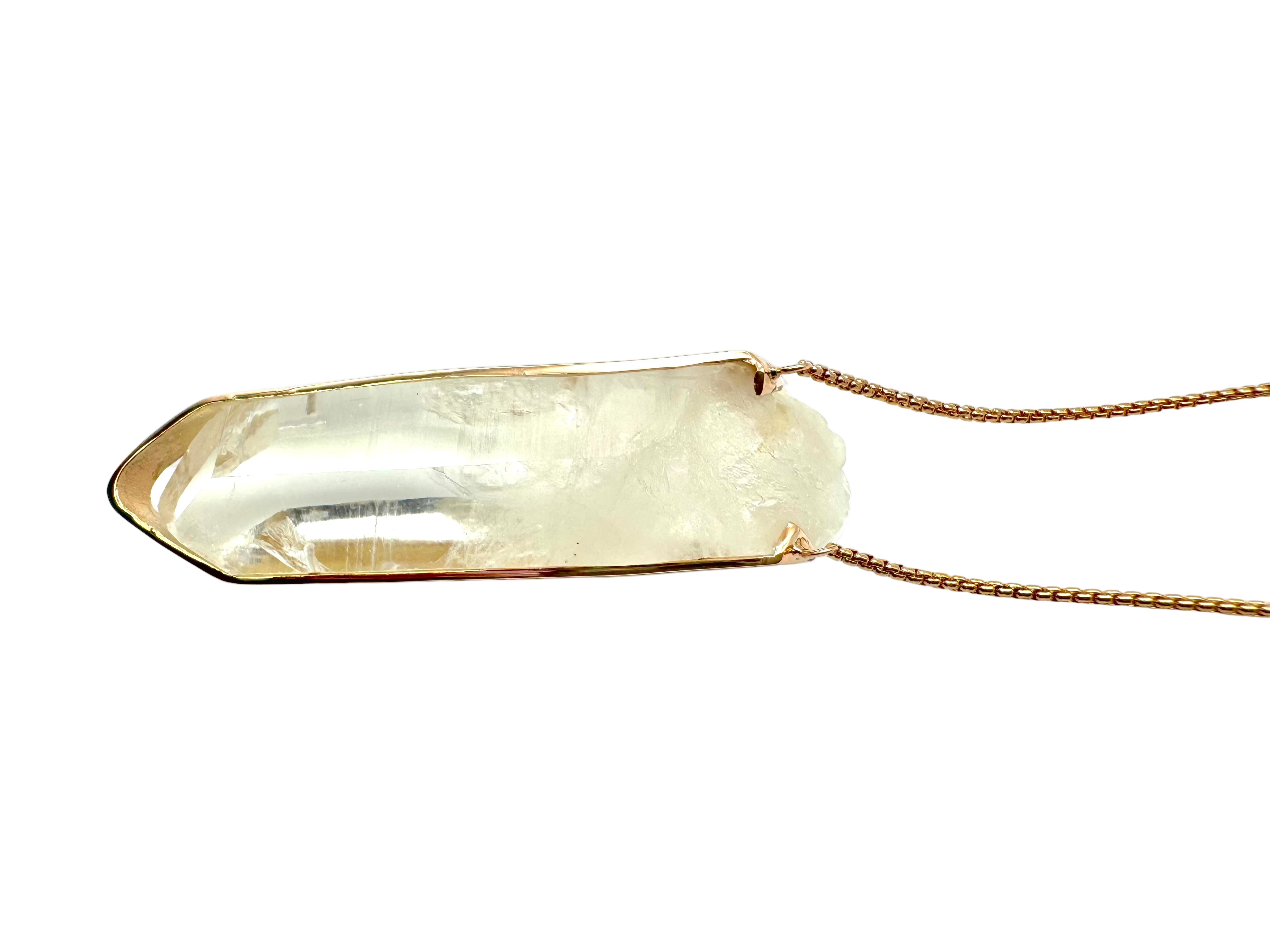 Classic Raw Clear Quartz Compass Amulet-Y14k