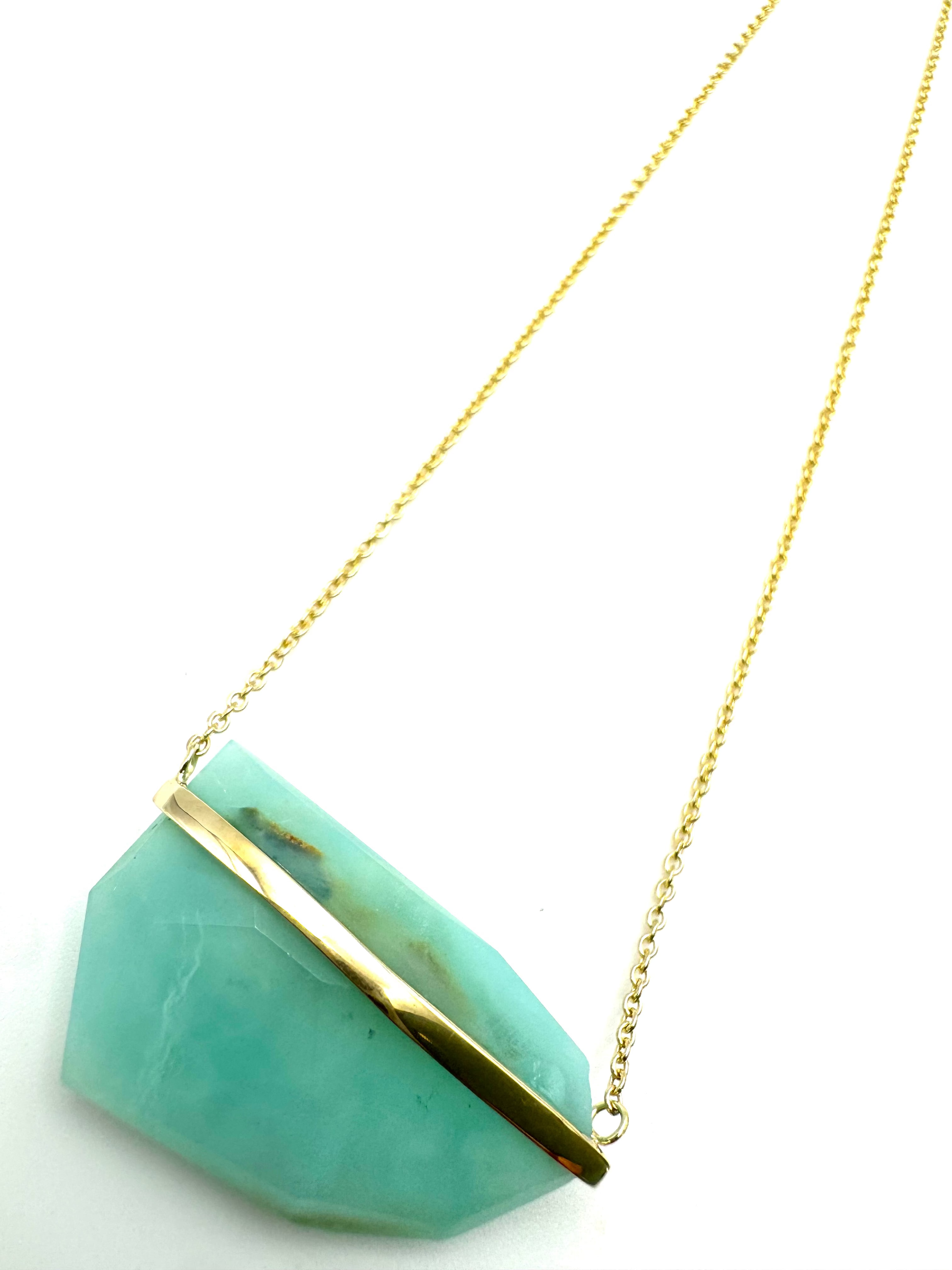 Classic Cut Blue Opal Lip Amulet-Y14k