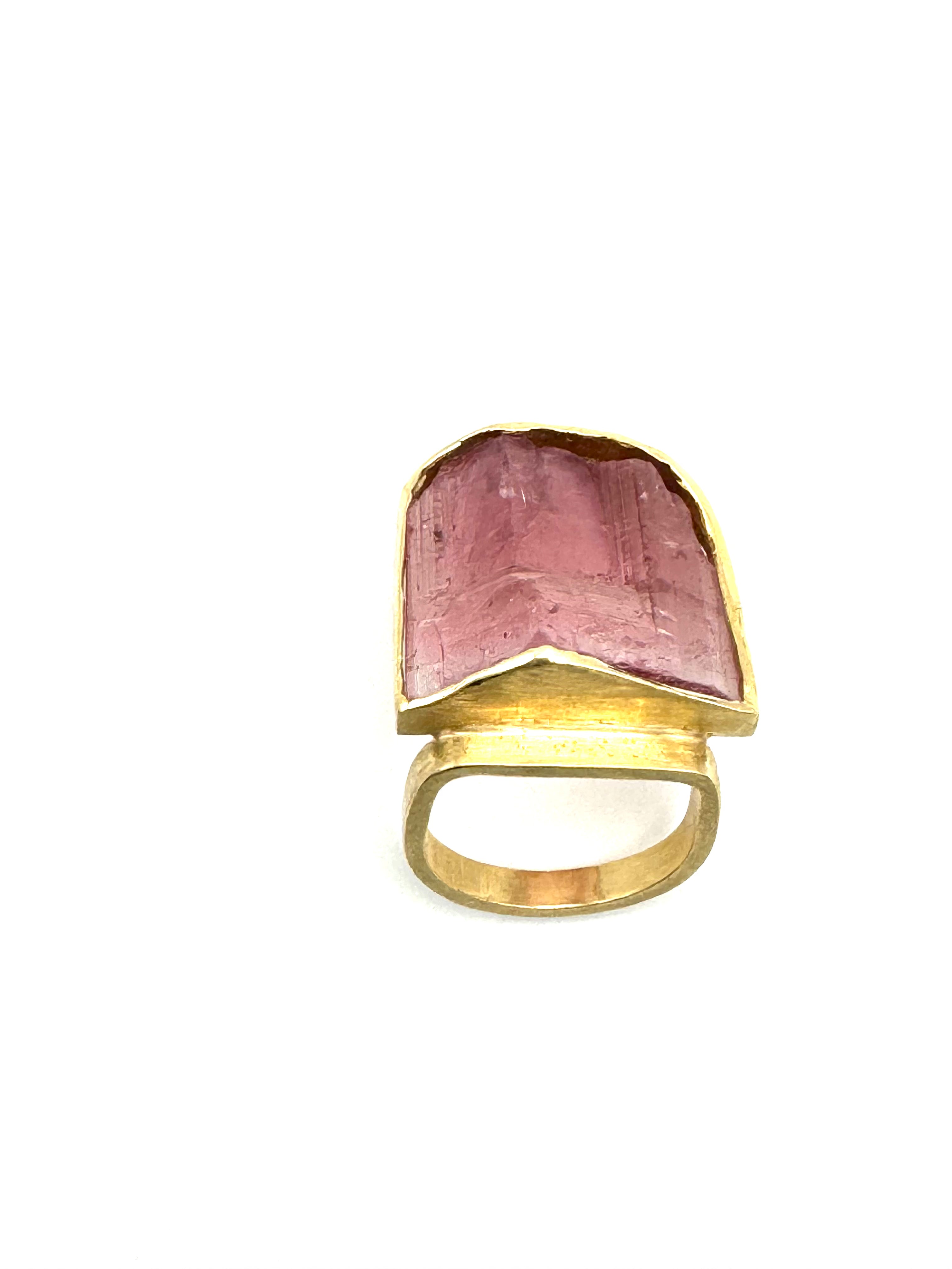 Nectar Raw Pink Tourmaline Top Ring-Y18k