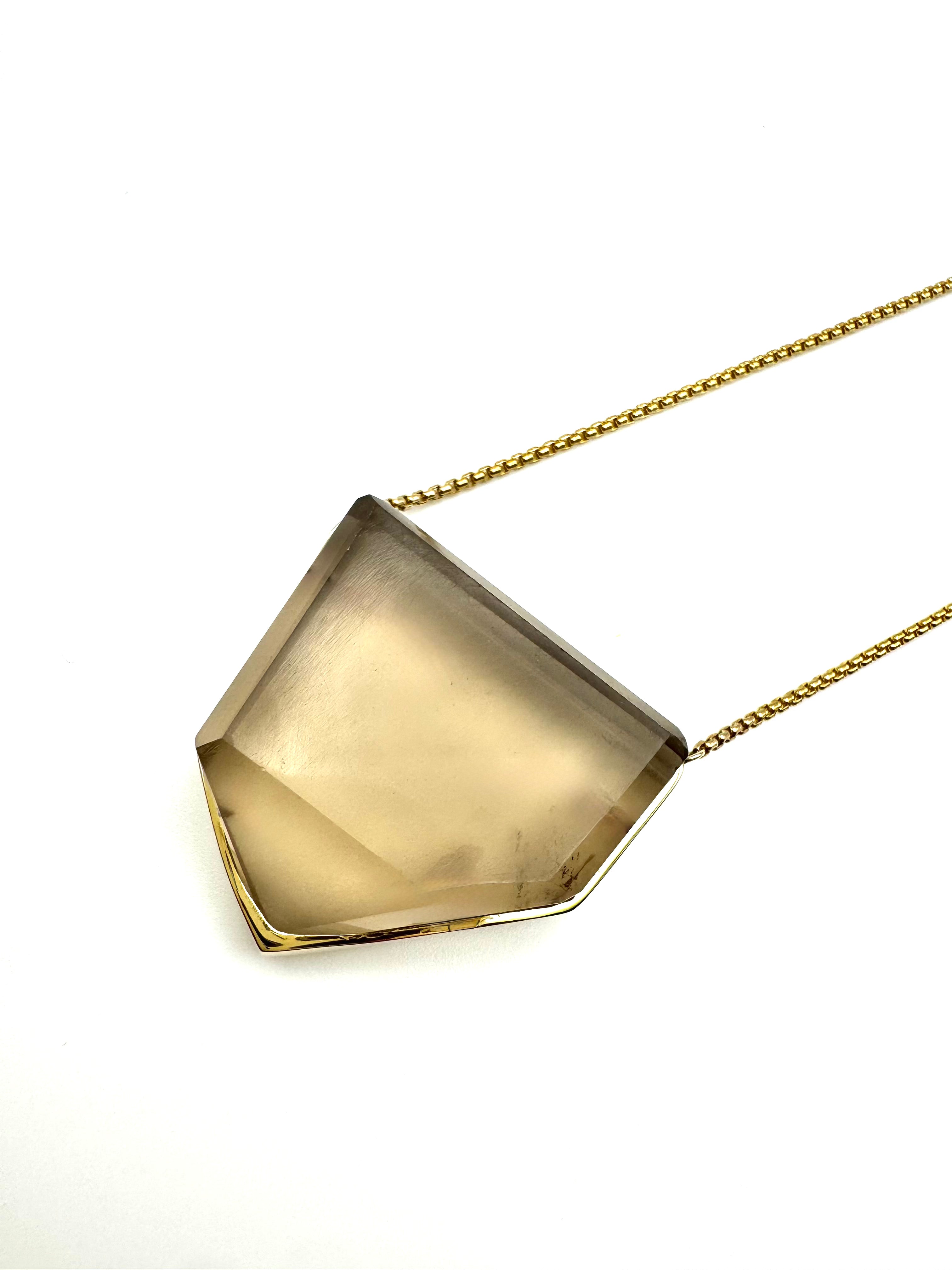 Classic Smoky Quartz Wrap Amulet-Y14k