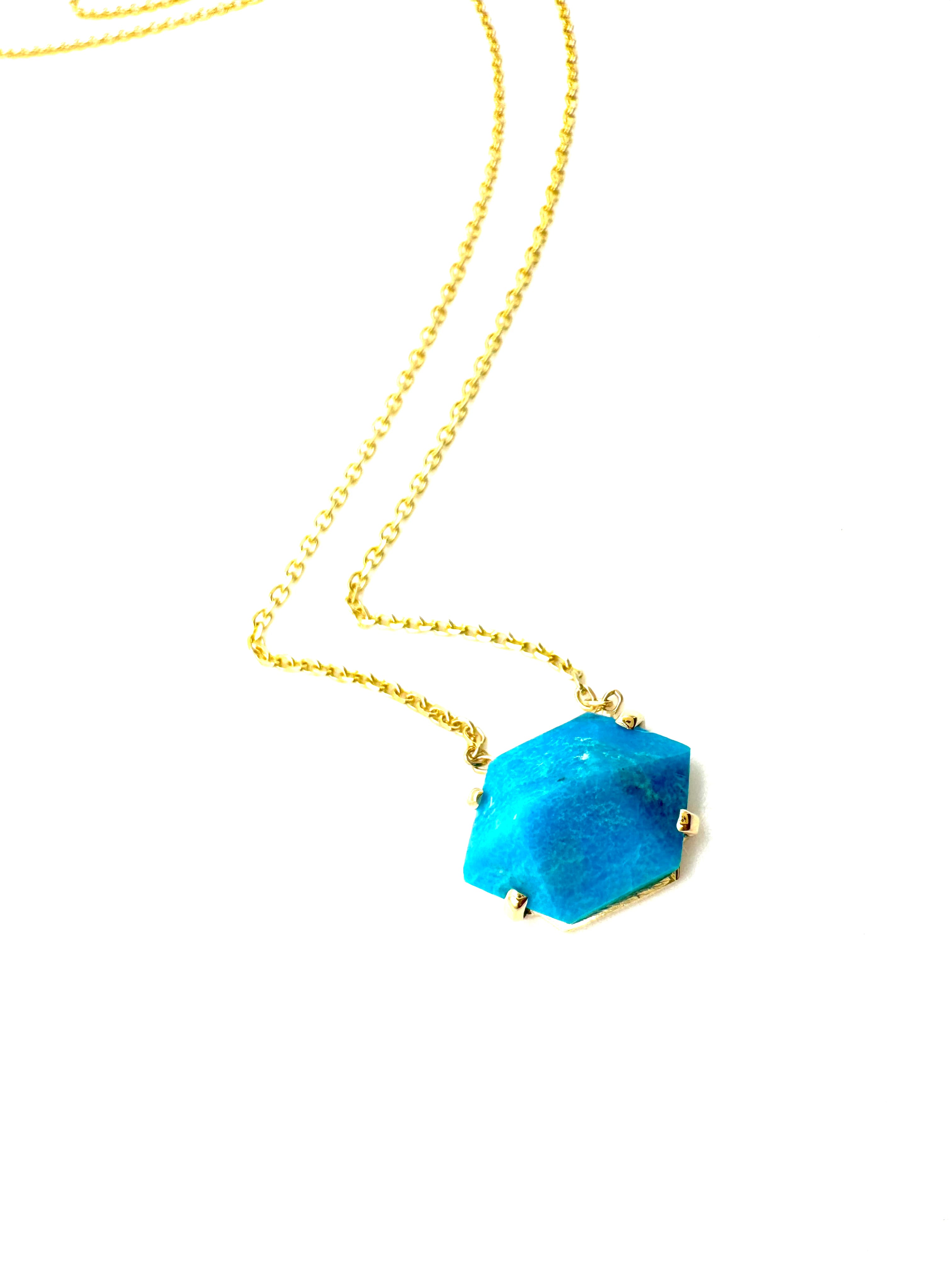 Classic Cut Chrysocolla Trinket-Y14k