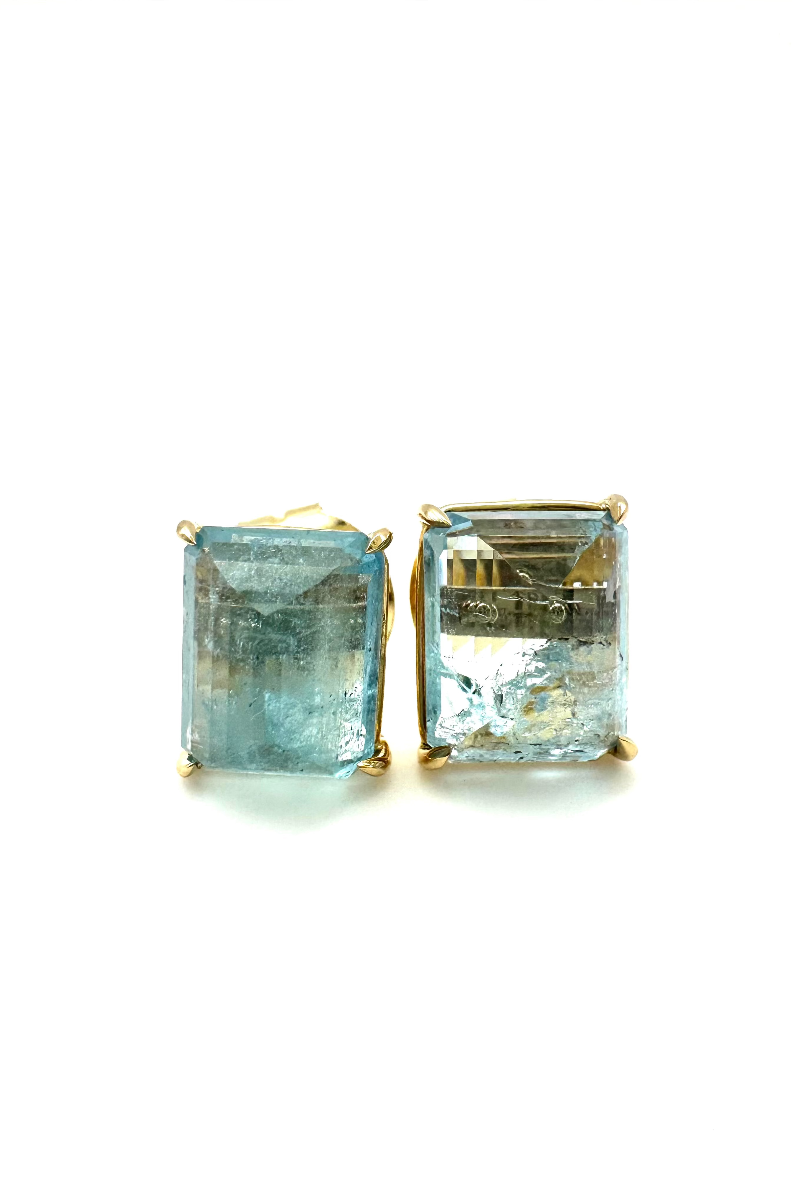 Classic Cut Aquamarine Trinket Earrings-Y18k