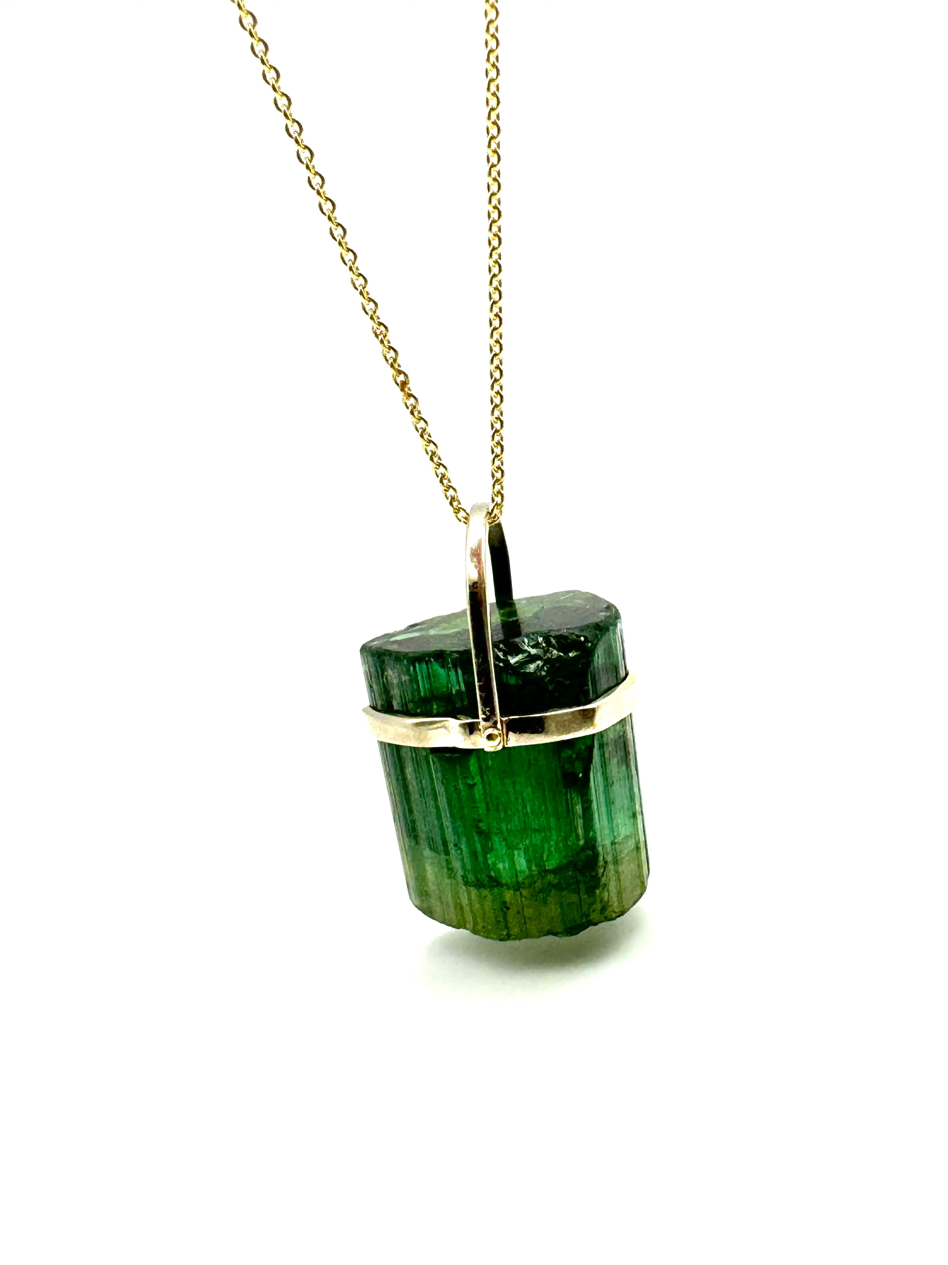 Classic Raw Green Tourmaline Amulet-Y14k