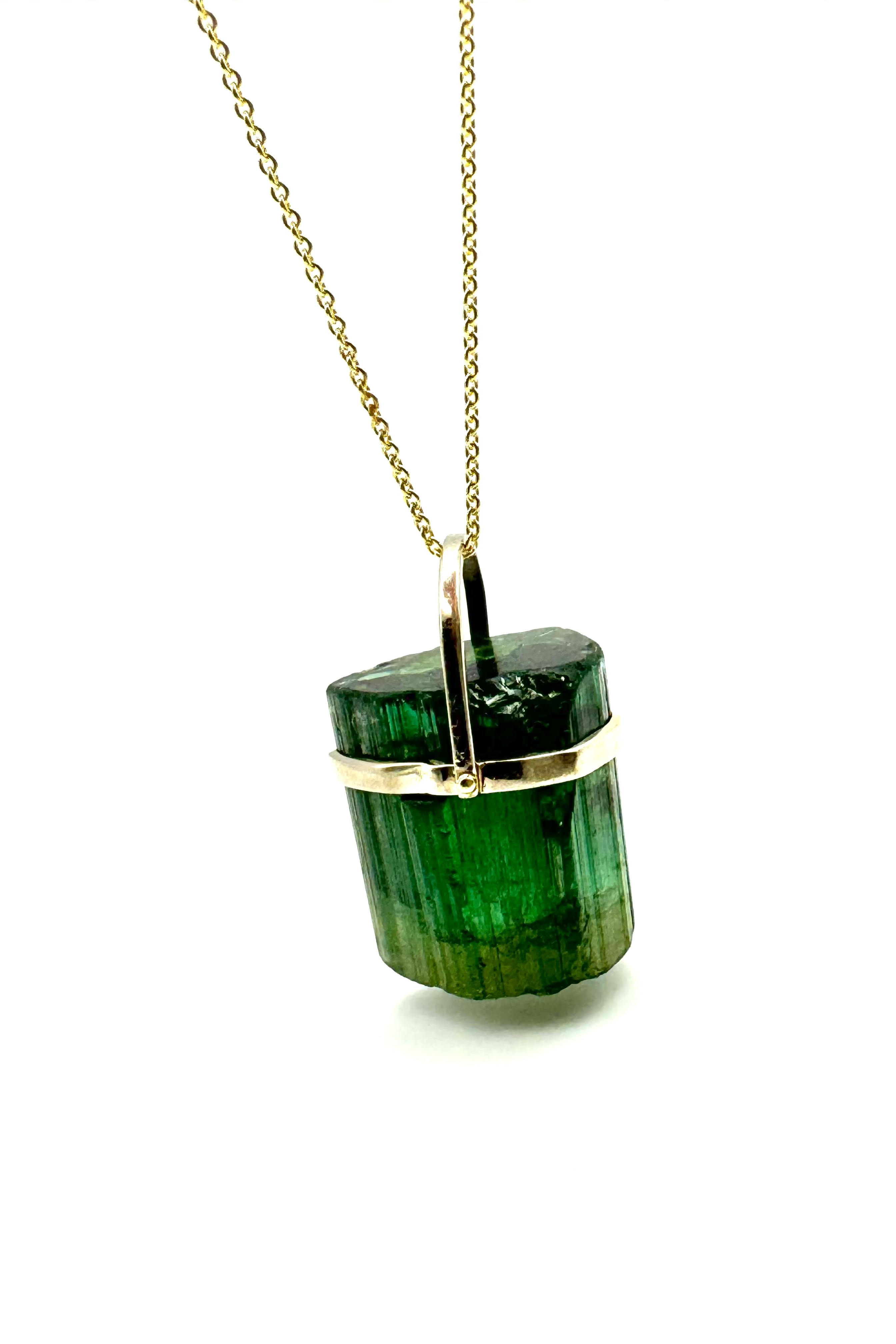Green Tourmaline Amulet - Raw