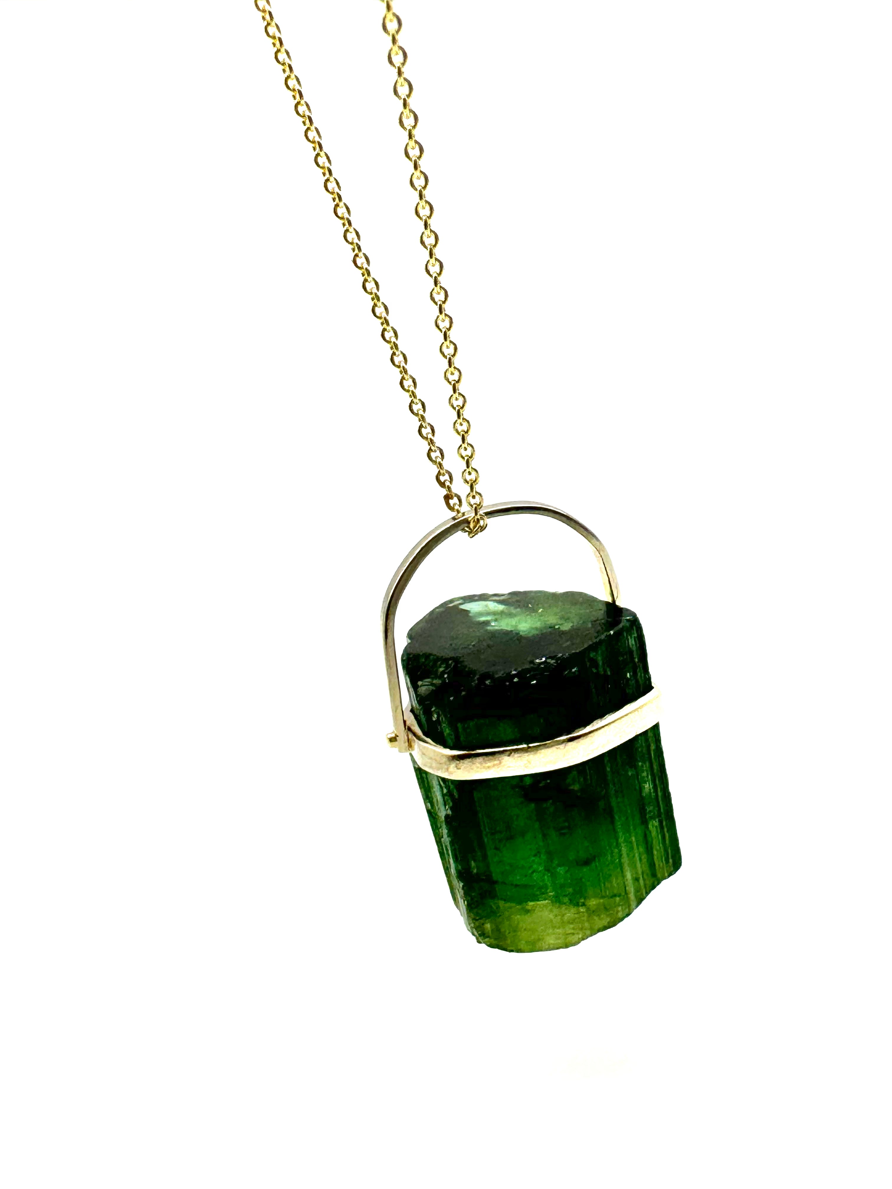 Classic Raw Green Tourmaline Amulet-Y14k