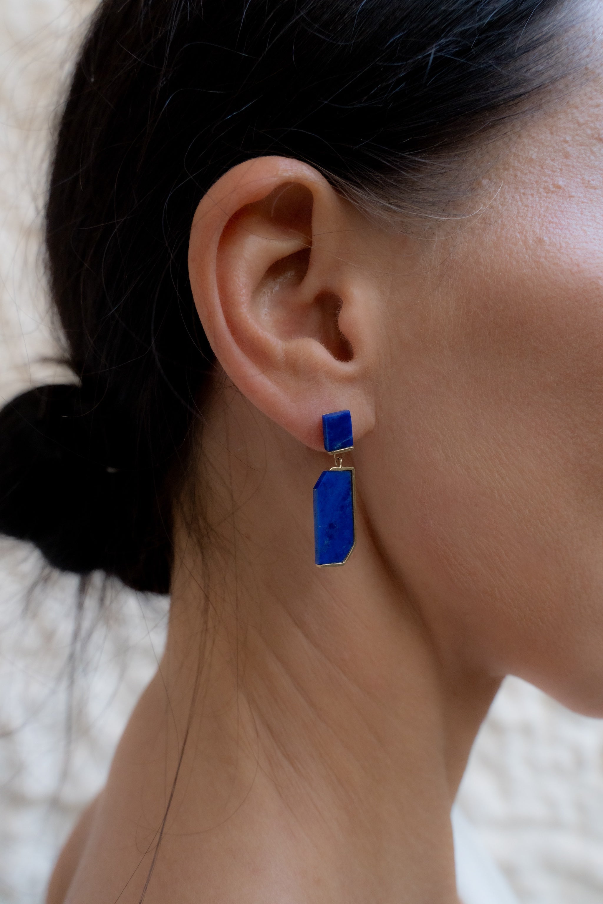 Lapis Lazuli Lateral Earrings - Cut