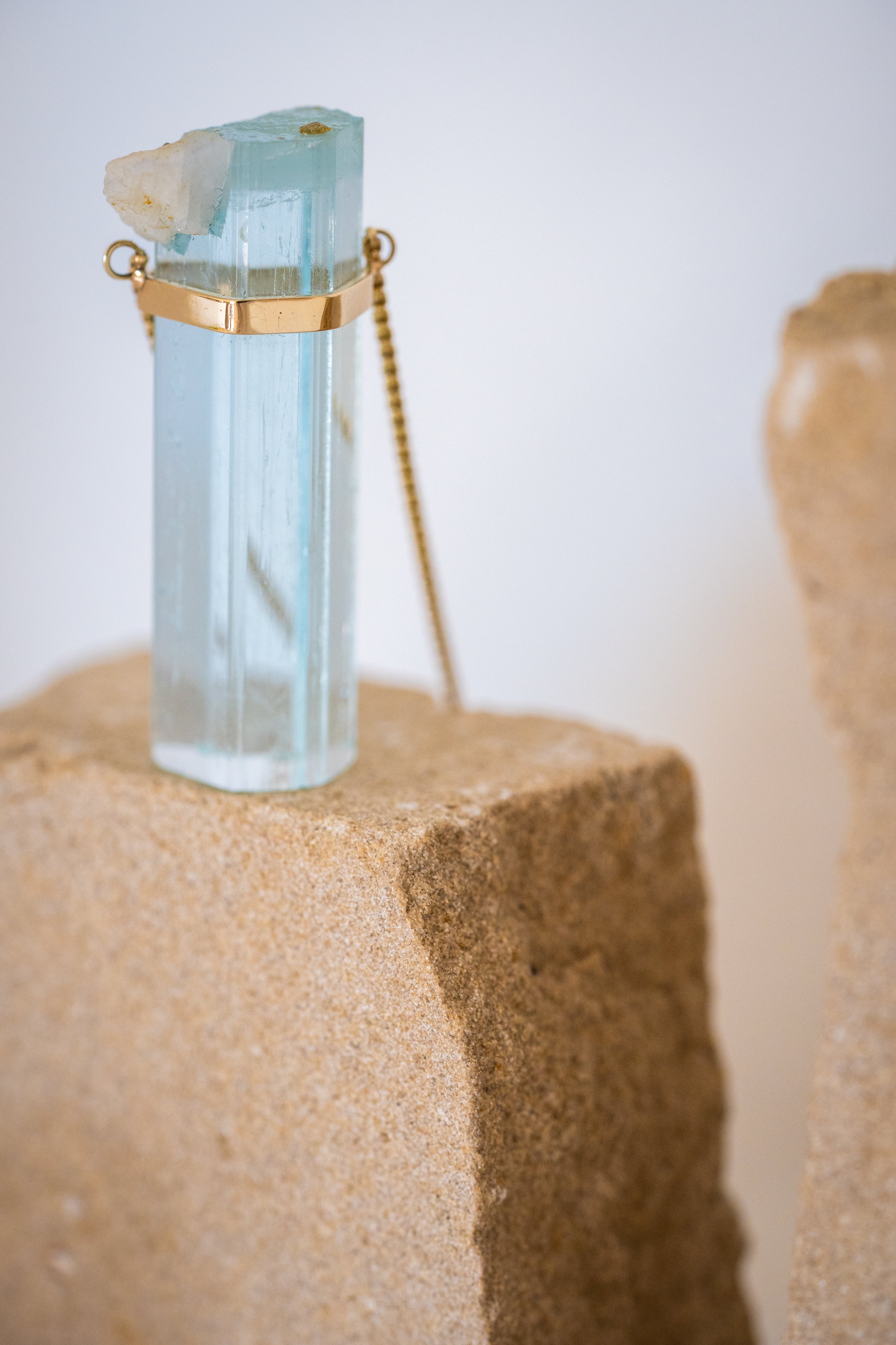 Classic Raw Aquamarine Large Amulet-Y14k