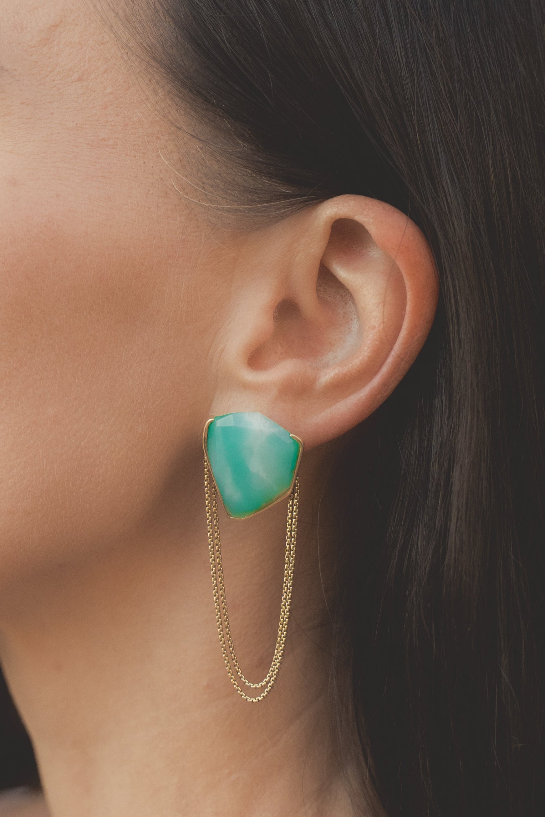 Chrysoprase Wrap Earrings - Cut