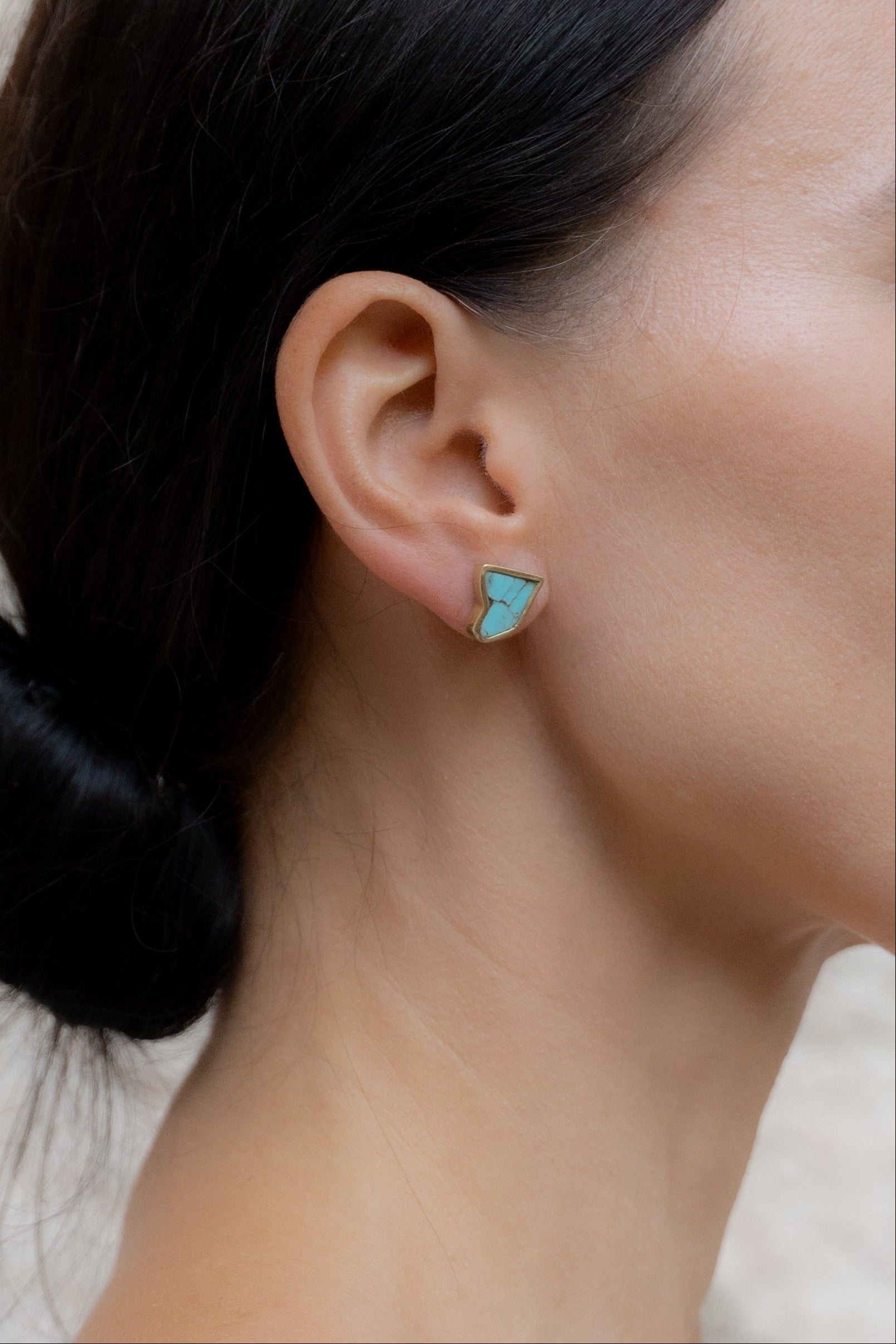 Cloud Organic Turquoise Earrings-Y14k