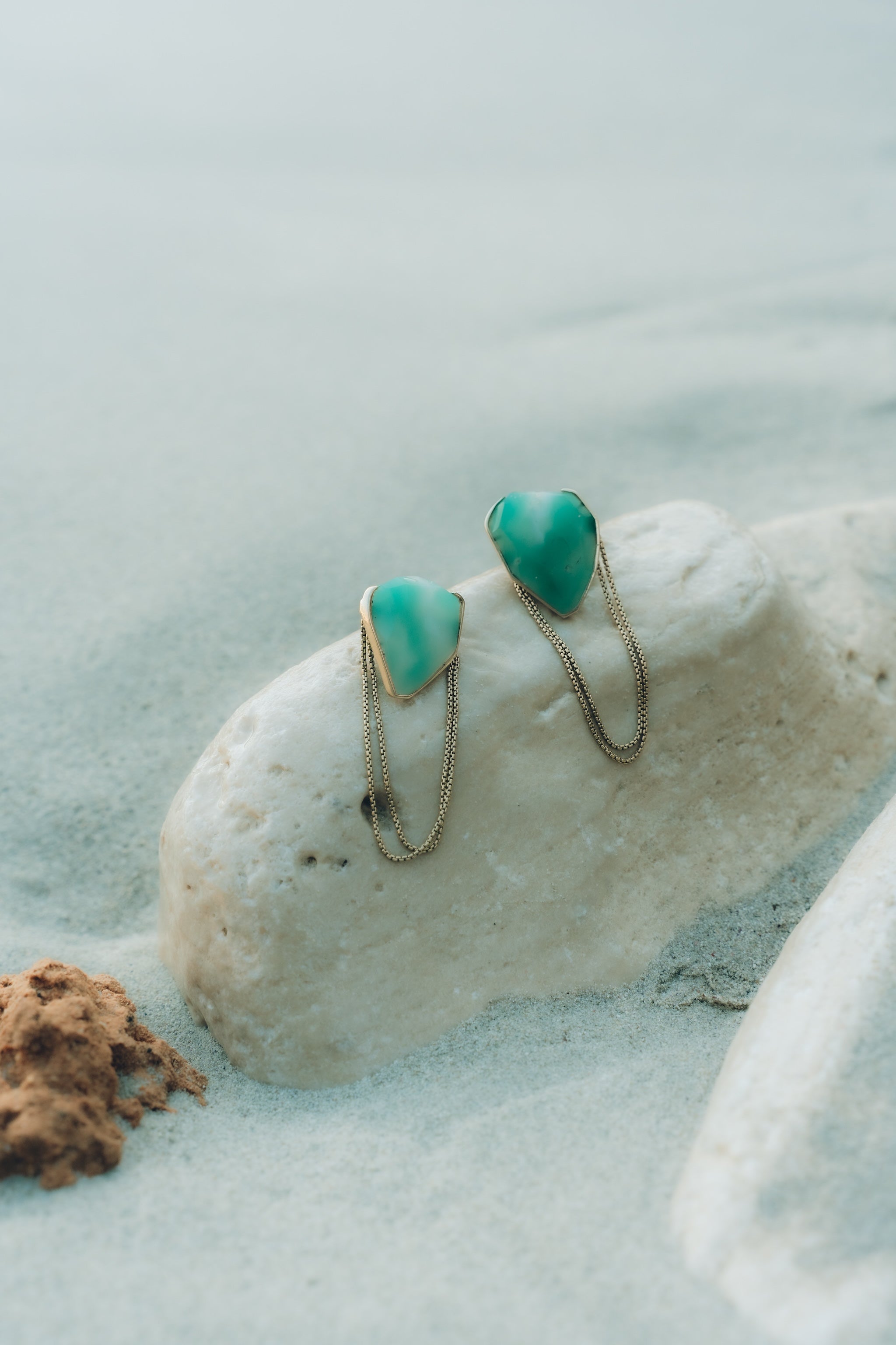 Chrysoprase Wrap Earrings - Cut