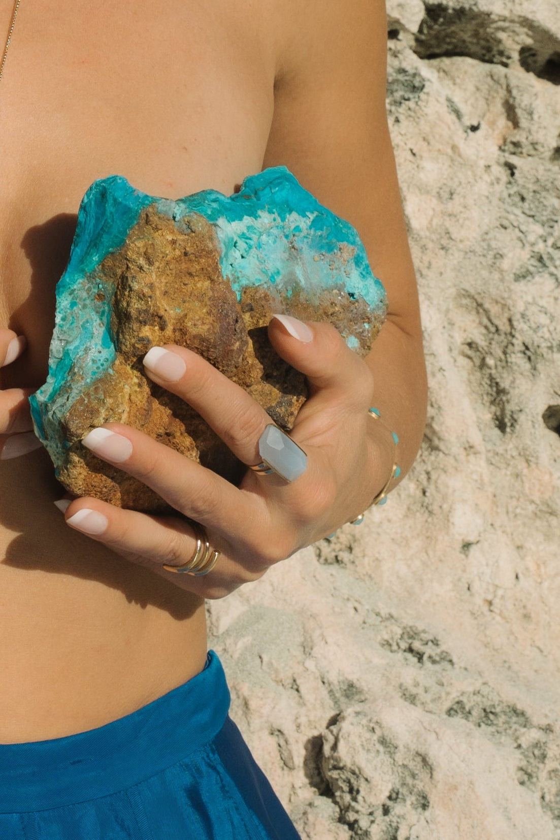 Classic Organic Chalcedony Double Ring-Y14k