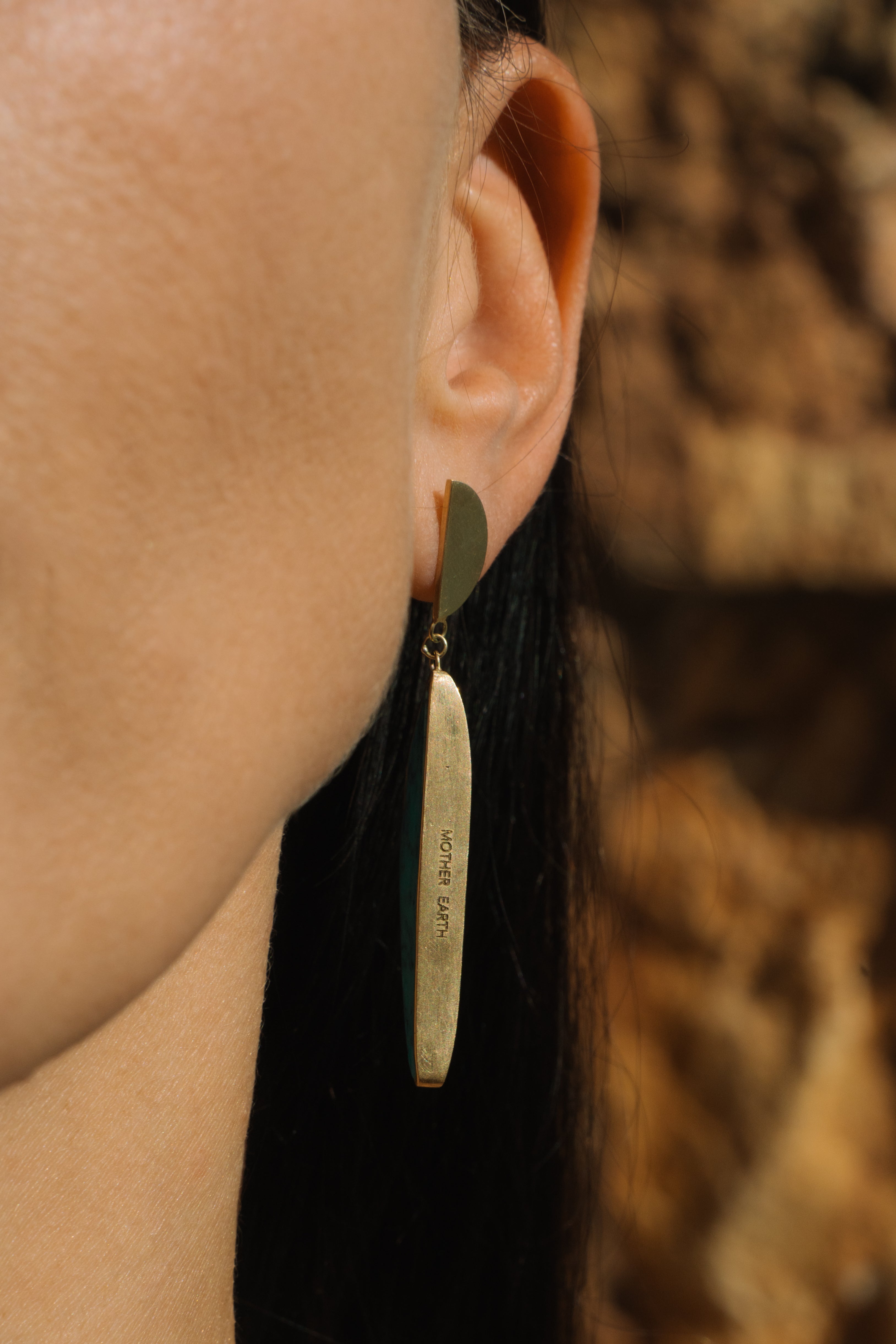 Nomade Cut Turquoise Lateral Earrings-Y14k