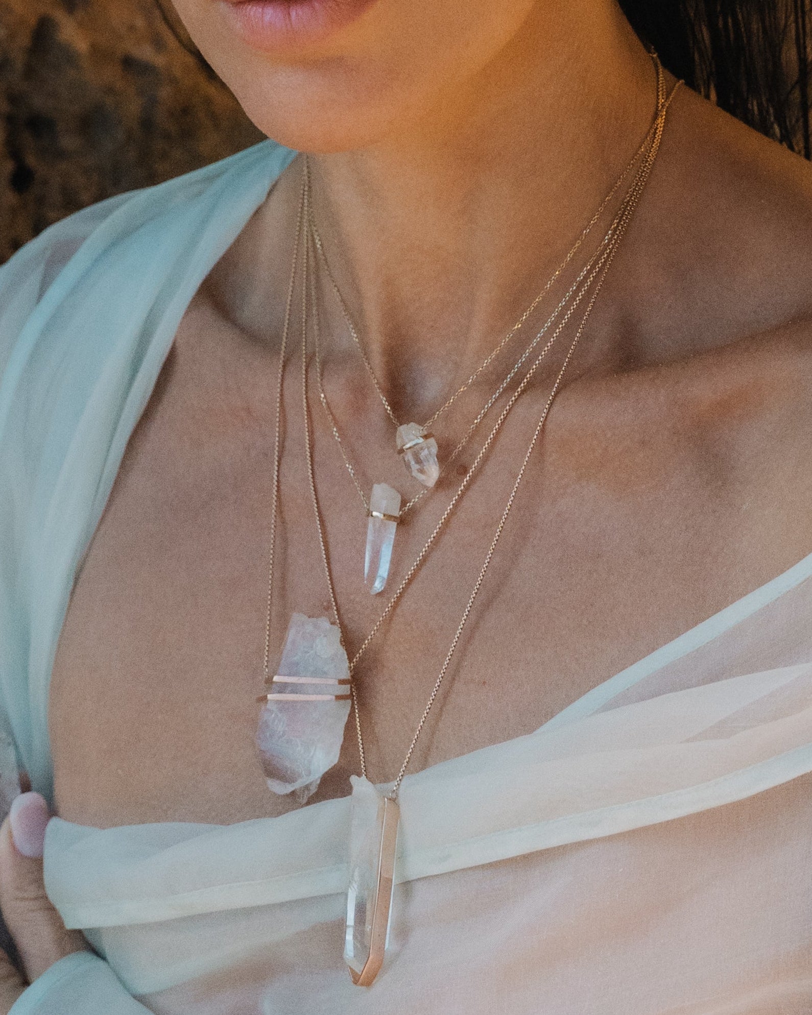 Clear Quartz Double Amulet - Raw
