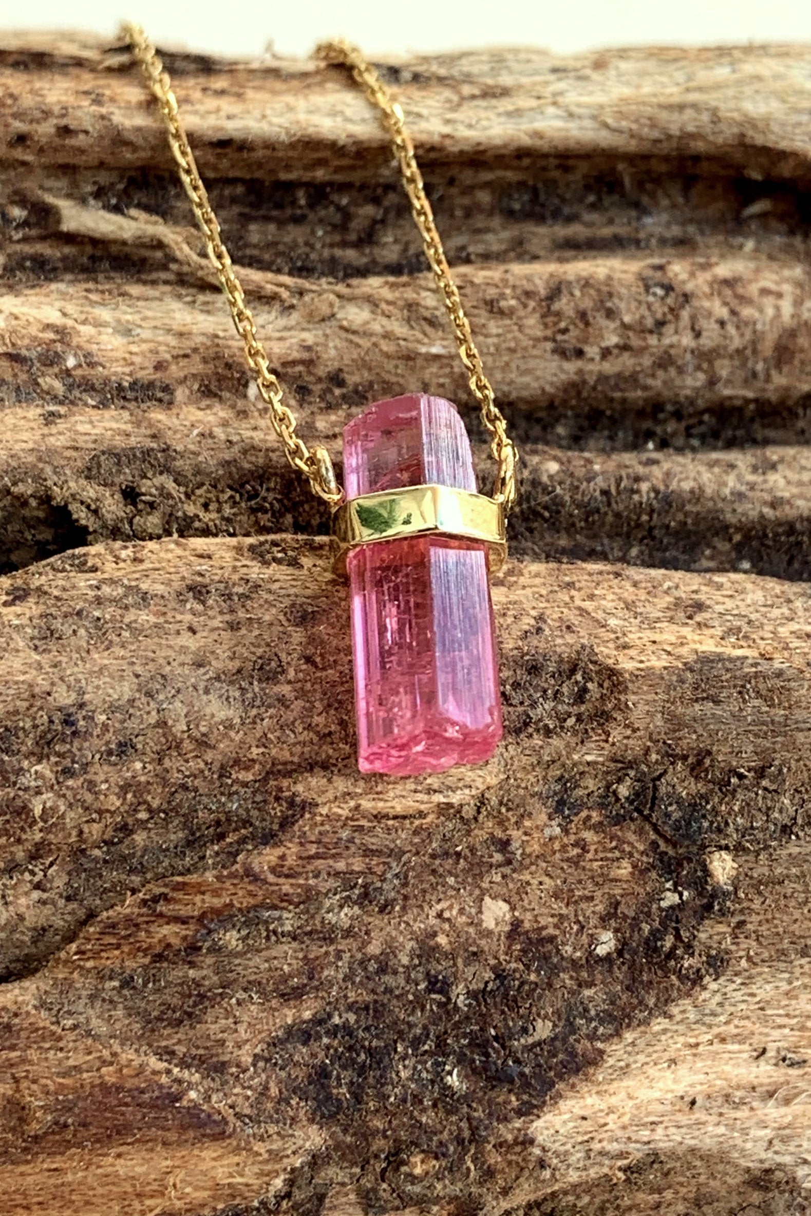 Pink Tourmaline Mini Amulet - Raw