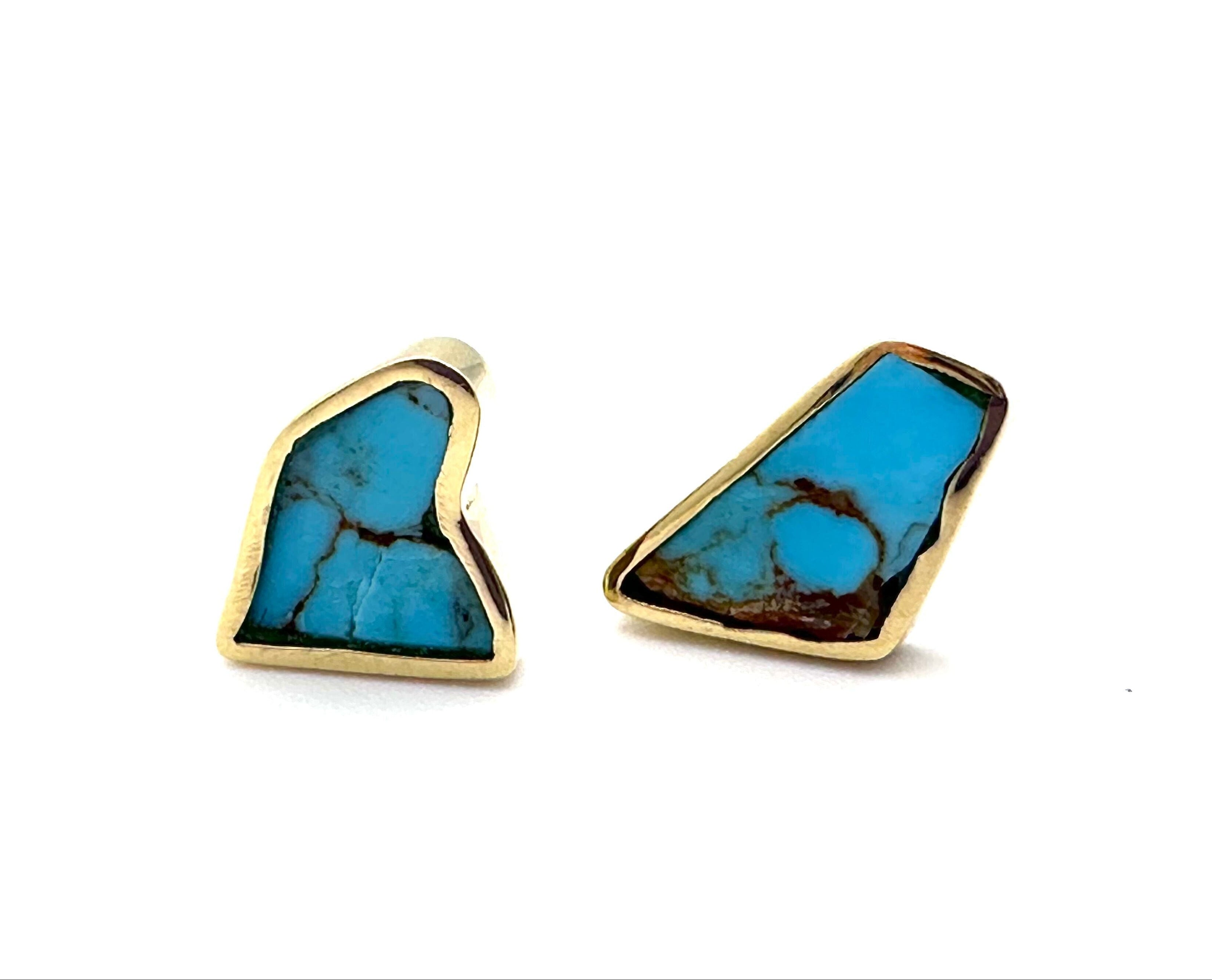 Cloud Organic Turquoise Earrings-Y14k