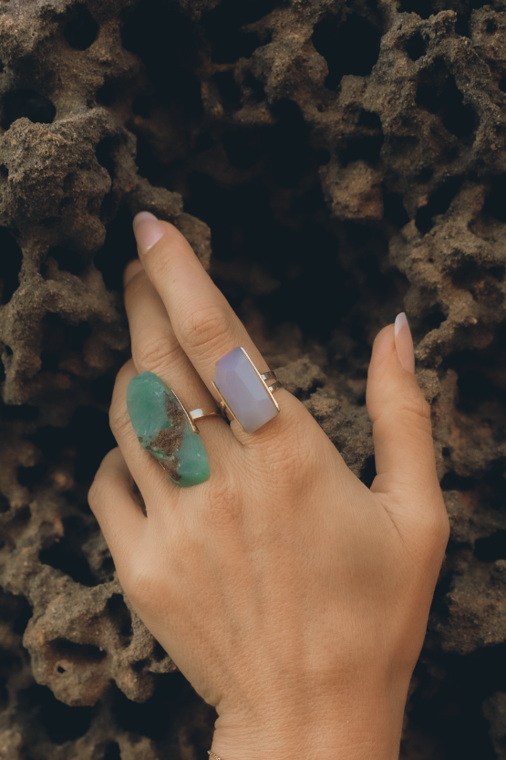 Chalcedony Double Ring - Cut