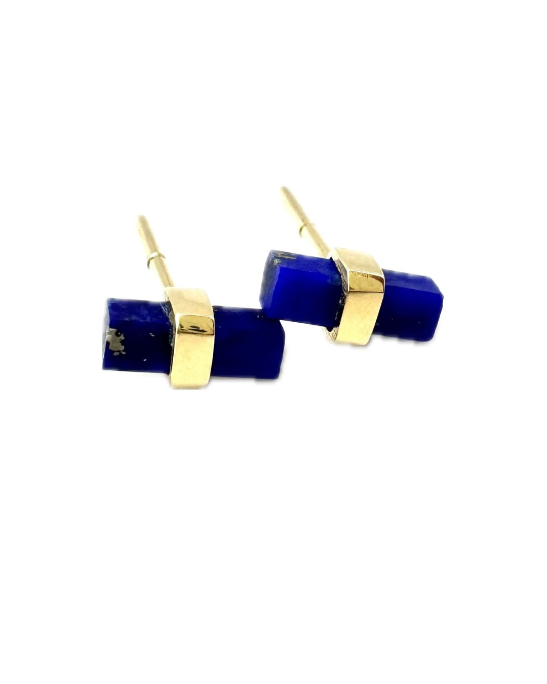 Lapis Lazuli Bar Earrings - Cut