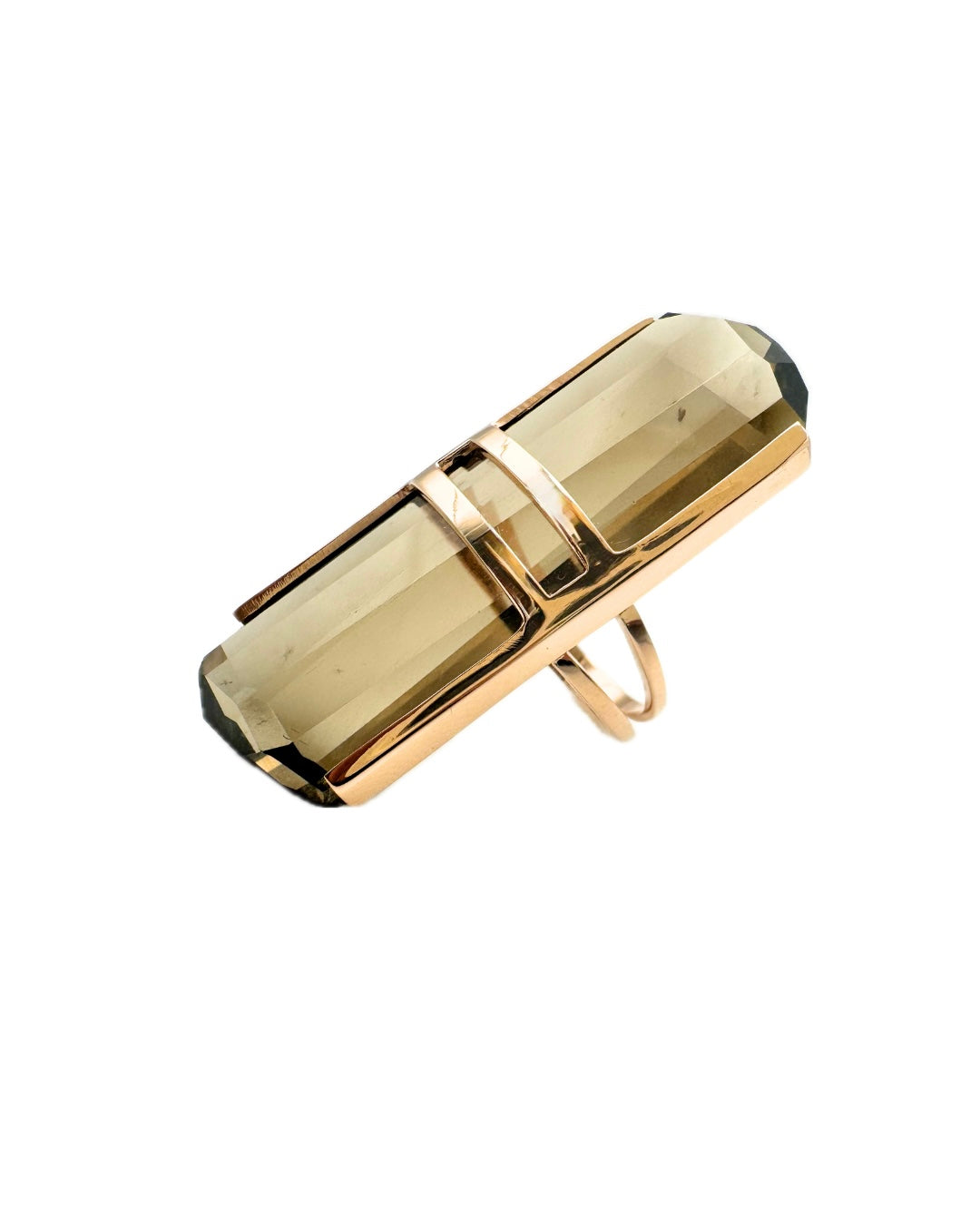 Nomade Organic Smoky Quartz Double Ring-Y14k