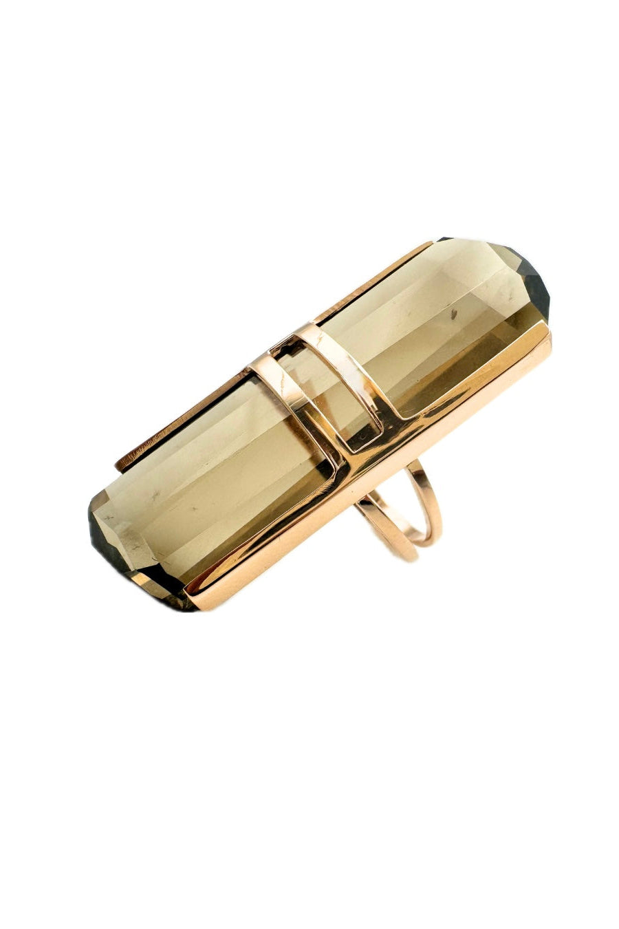 Smoky Quartz Double Ring - Cut