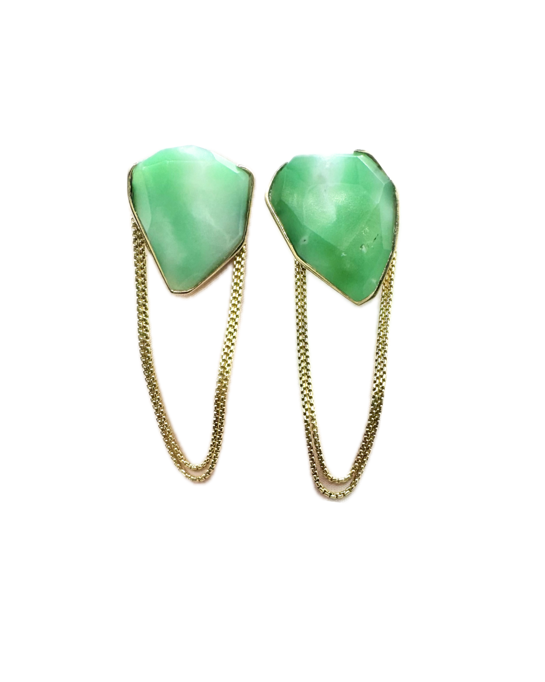 Classic Organic Chrysoprase Wrap Earrings-Y14k