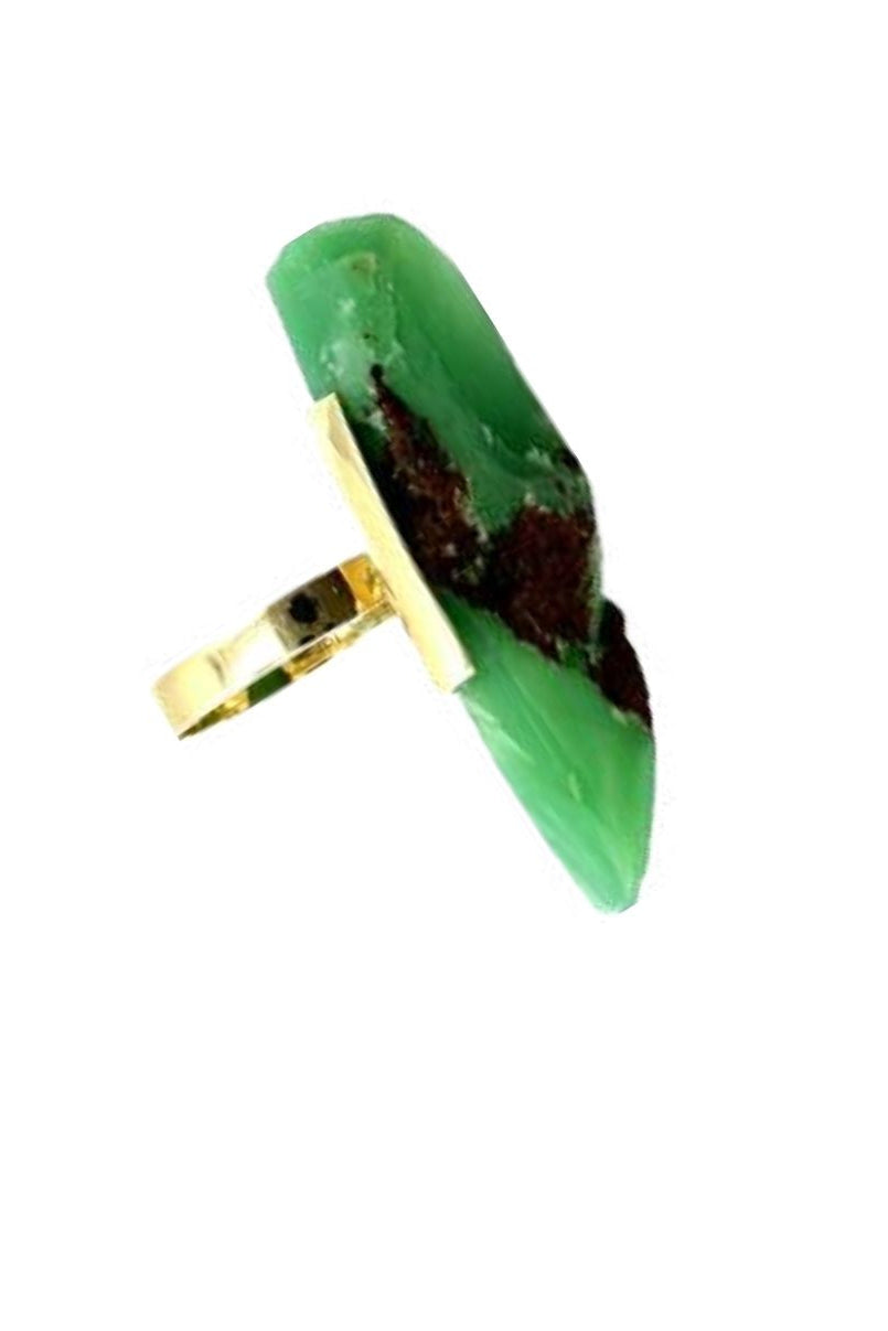 Classic Raw Chrysoprase Open Ring-Y14k