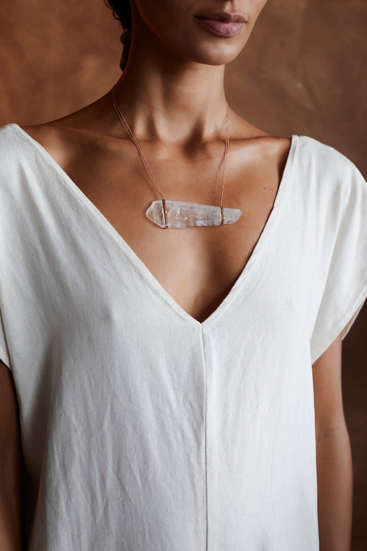 Classic Raw Clear Quartz Double Amulet-Y14k