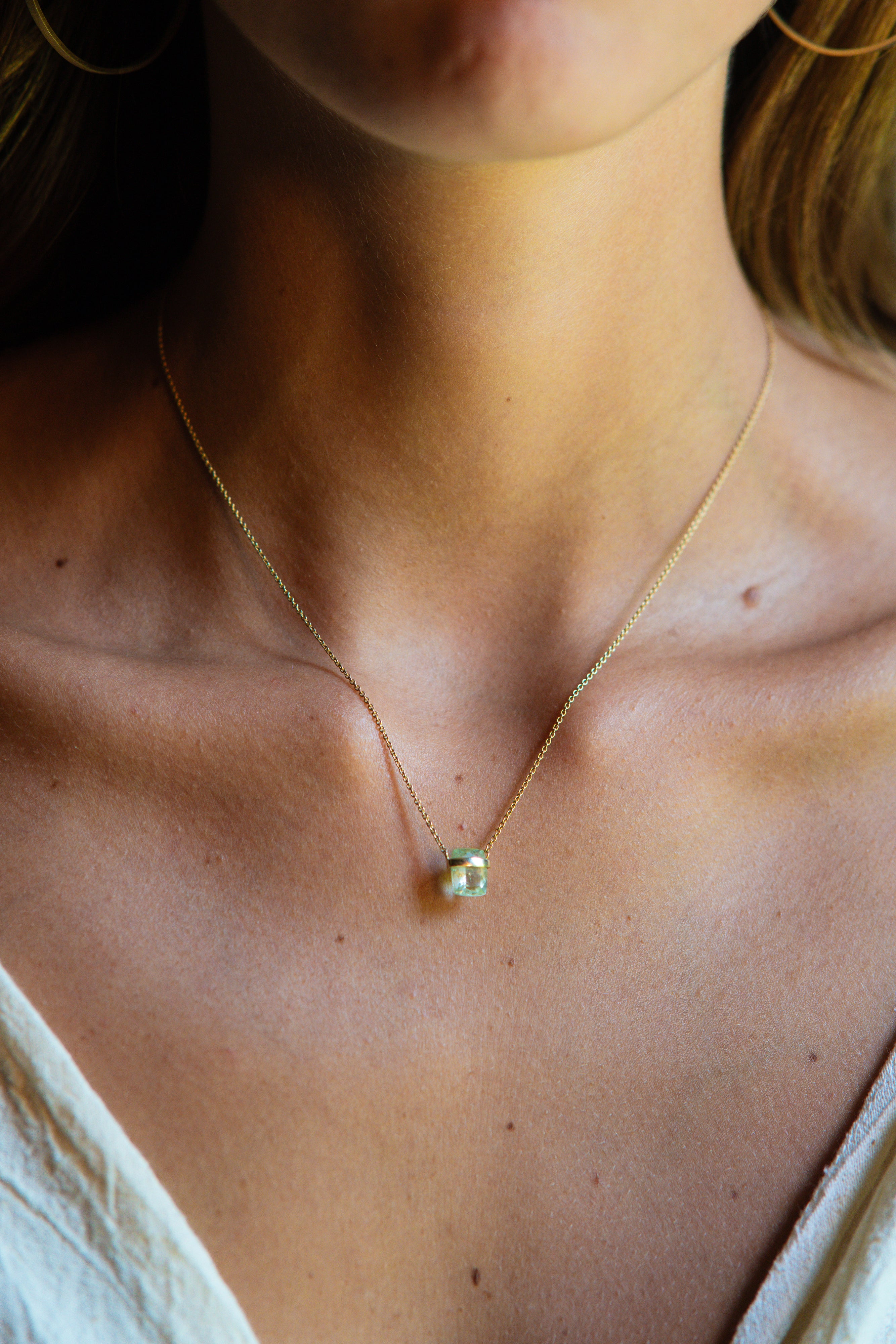 Green Tourmaline Mini Amulet - Cut