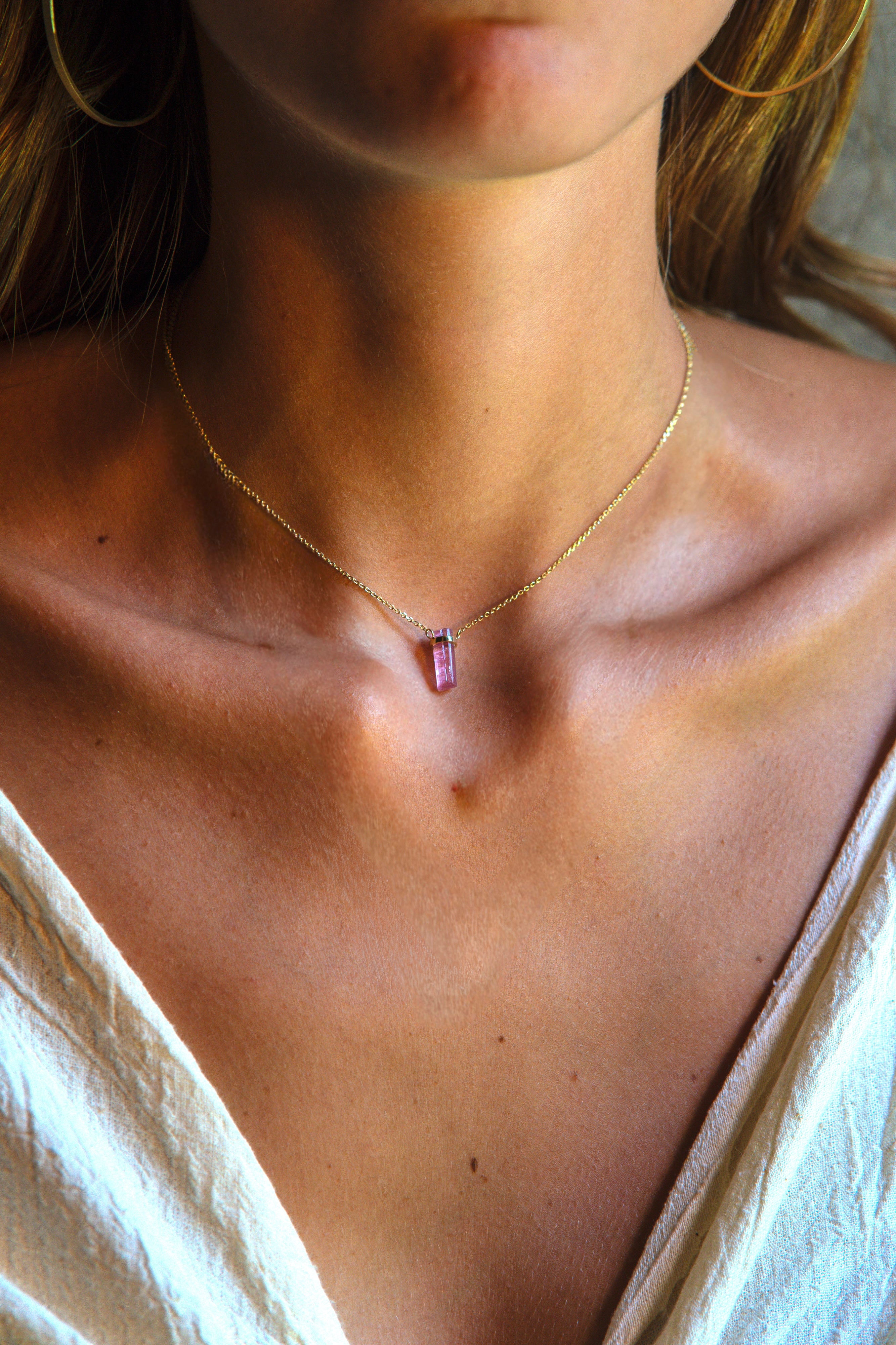 Pink Tourmaline Mini Amulet - Raw