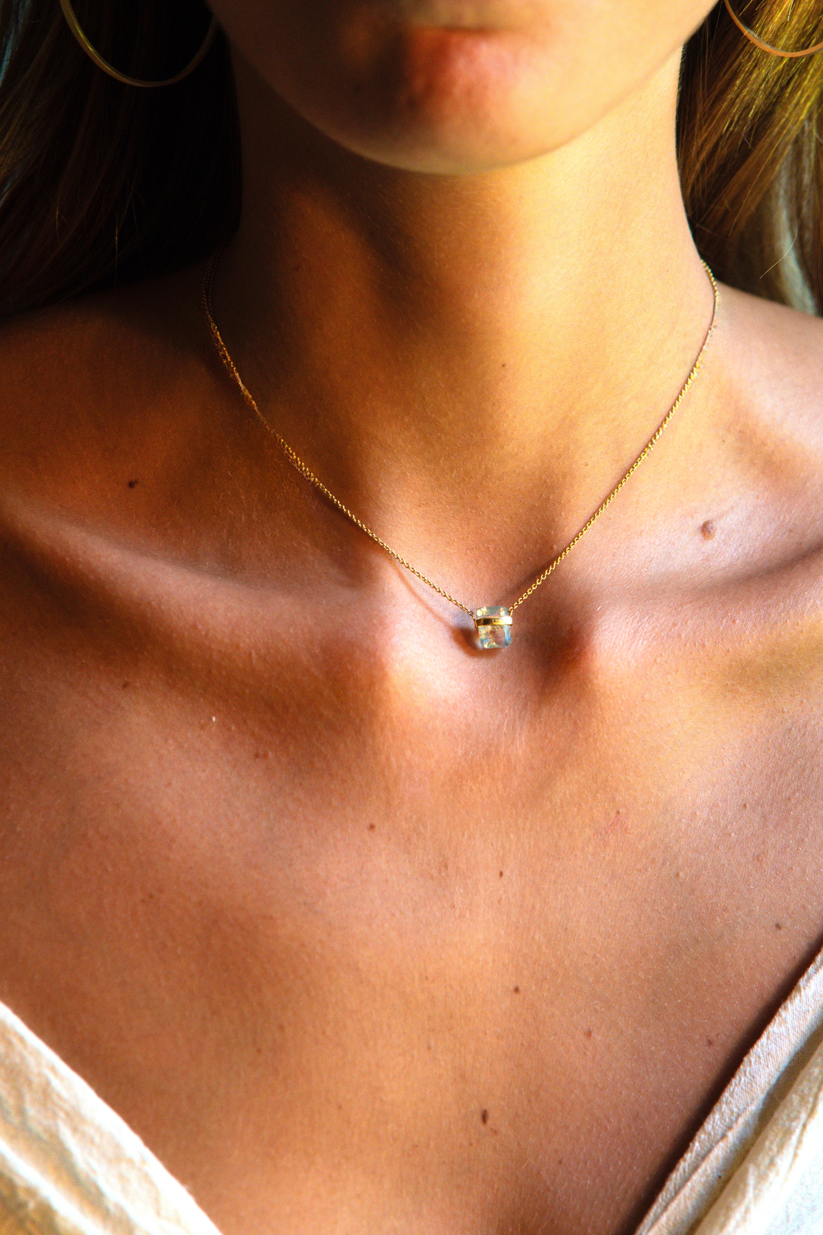 Aquamarine Mini Amulet - Cut