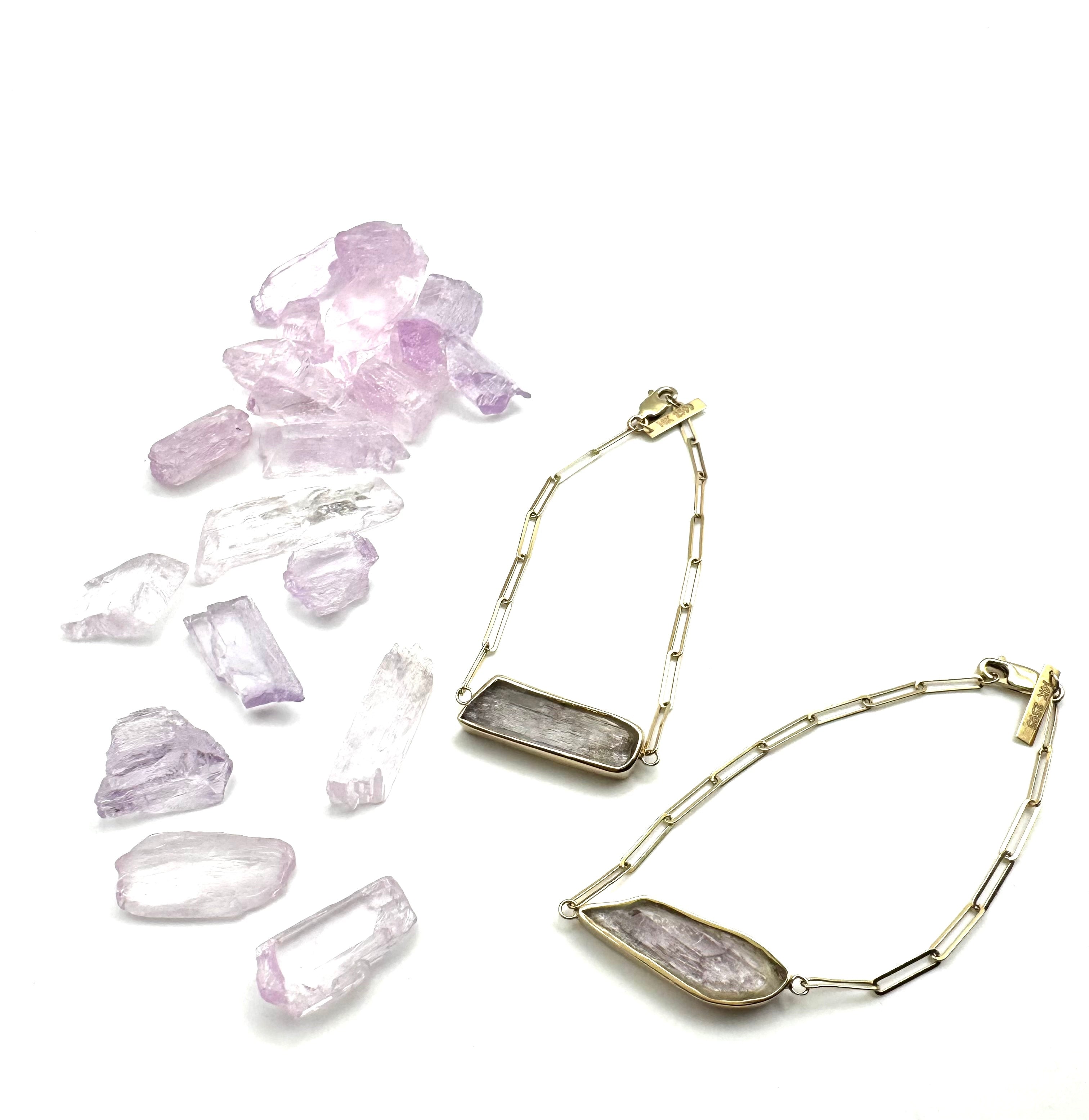 Cloud Raw Kunzite Bracelet-Y14k