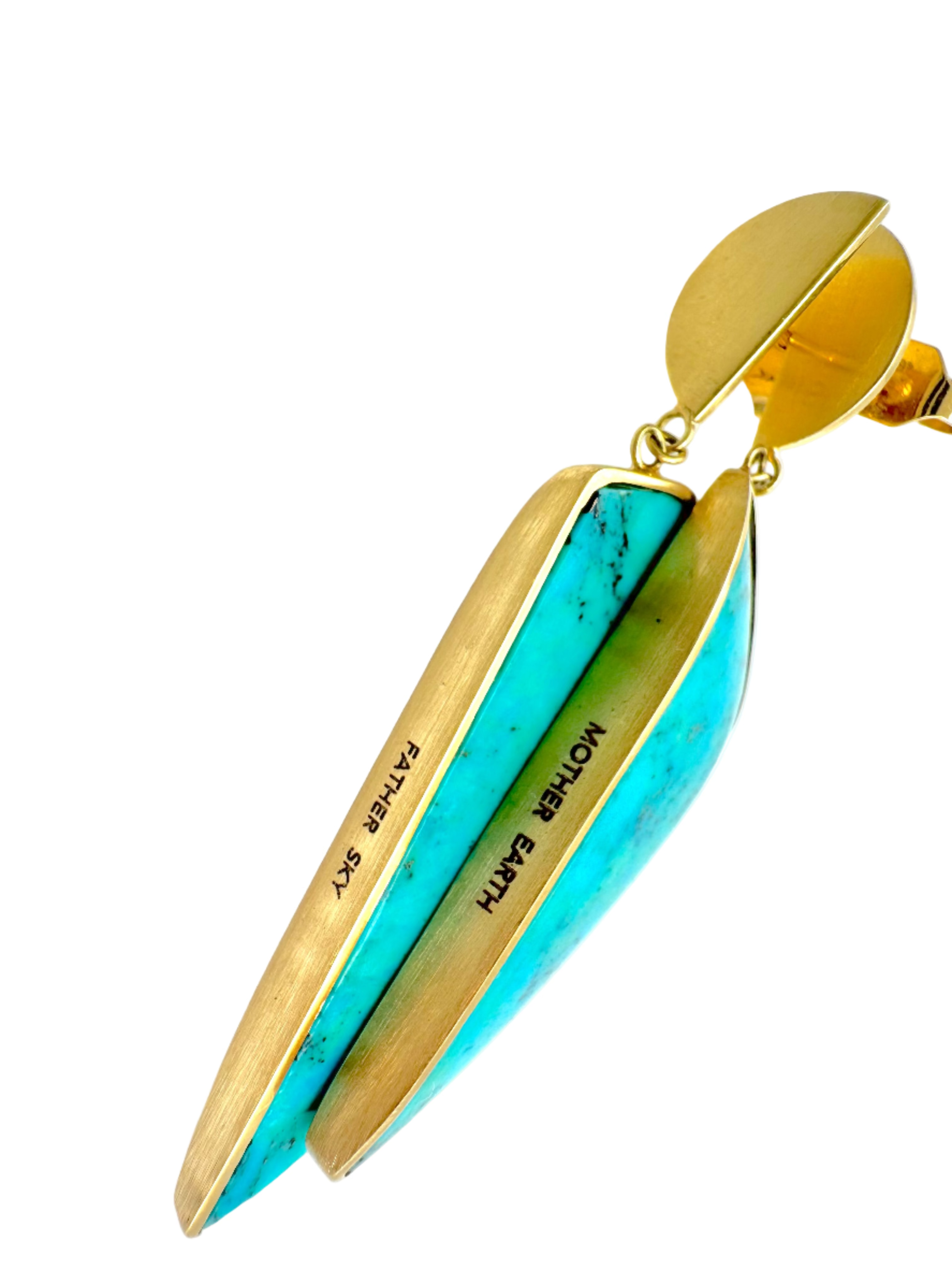 Nomade Cut Turquoise Lateral Earrings-Y14k