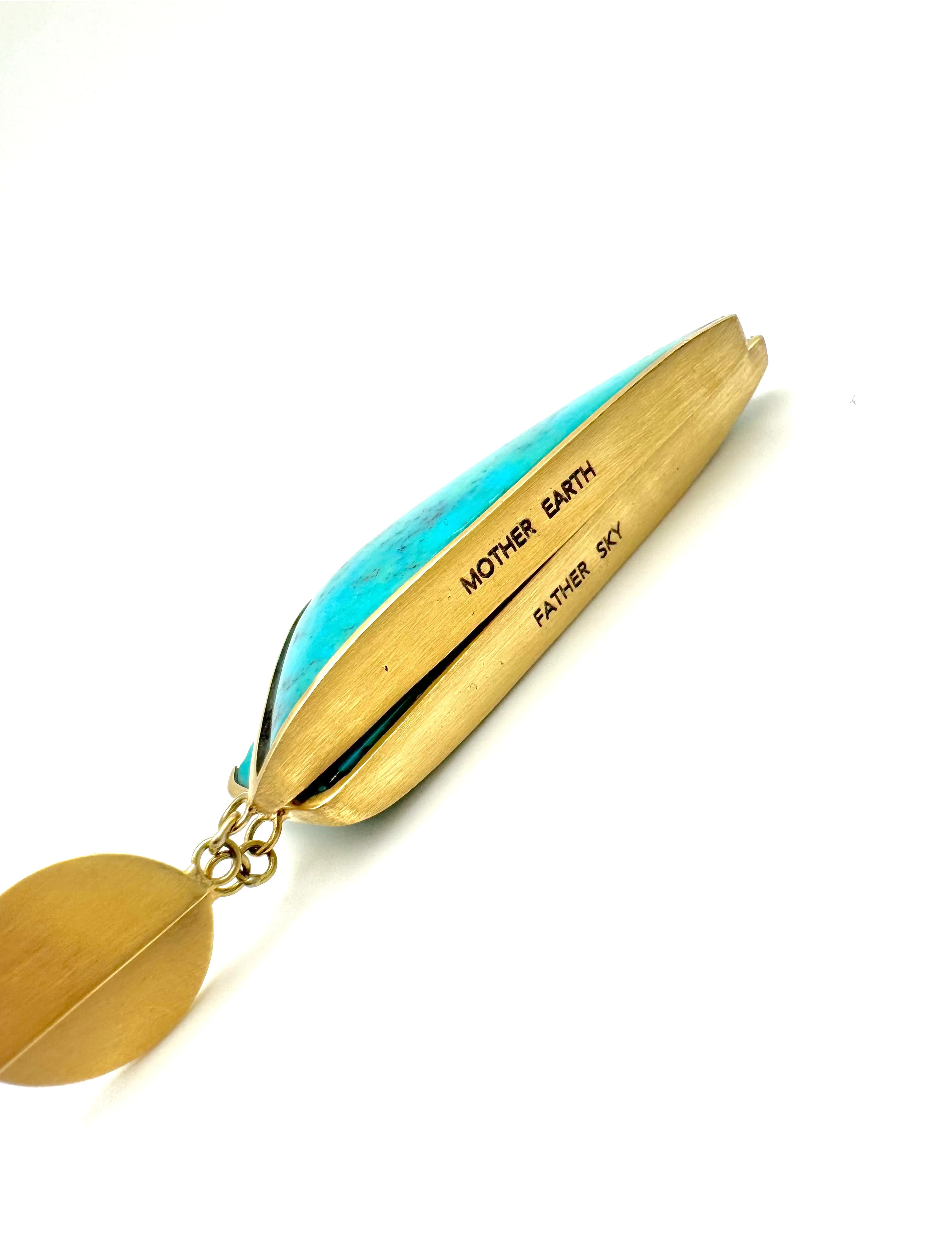 Nomade Cut Turquoise Lateral Earrings-Y14k