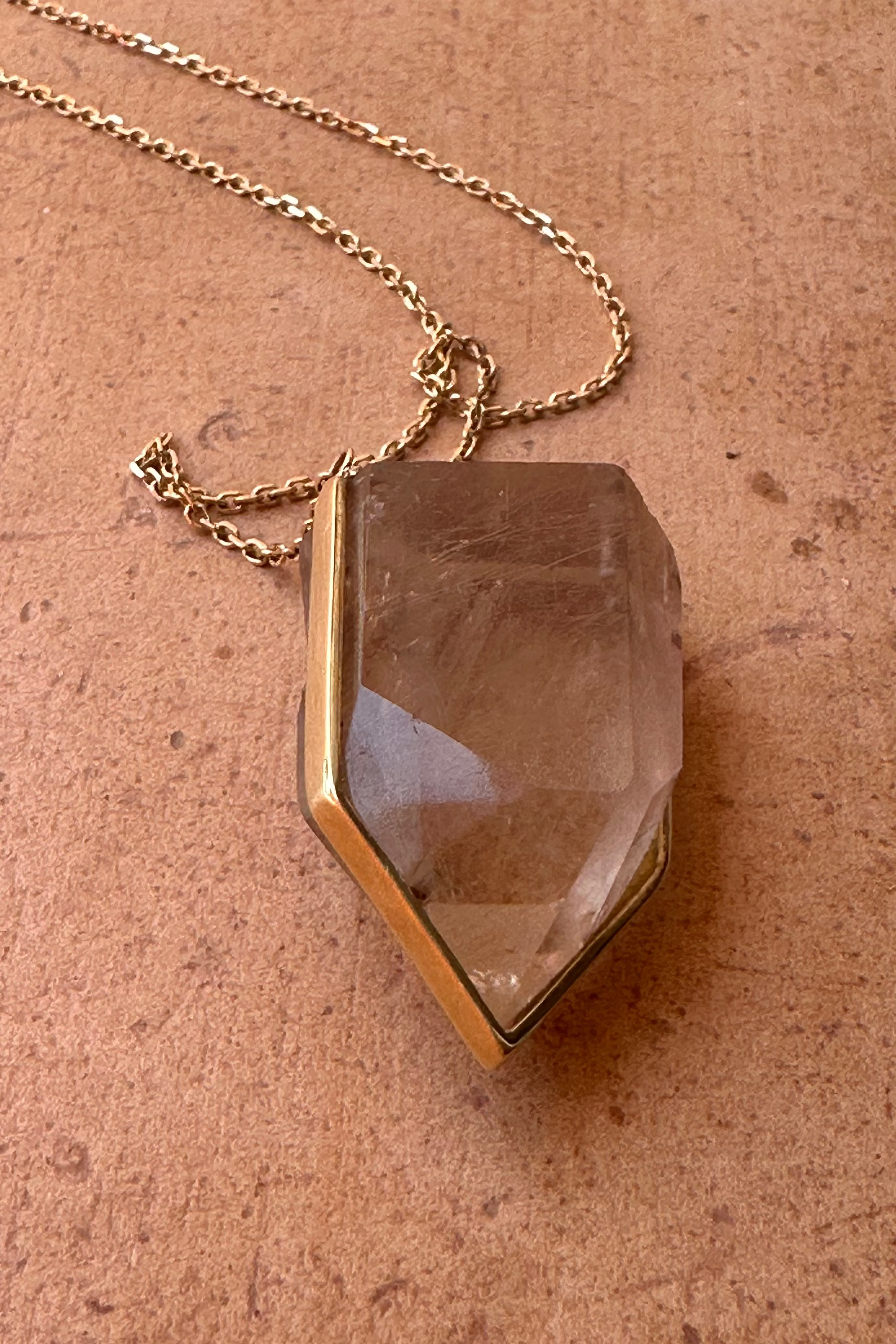 Rutilated Quartz Compas Amulet - Raw
