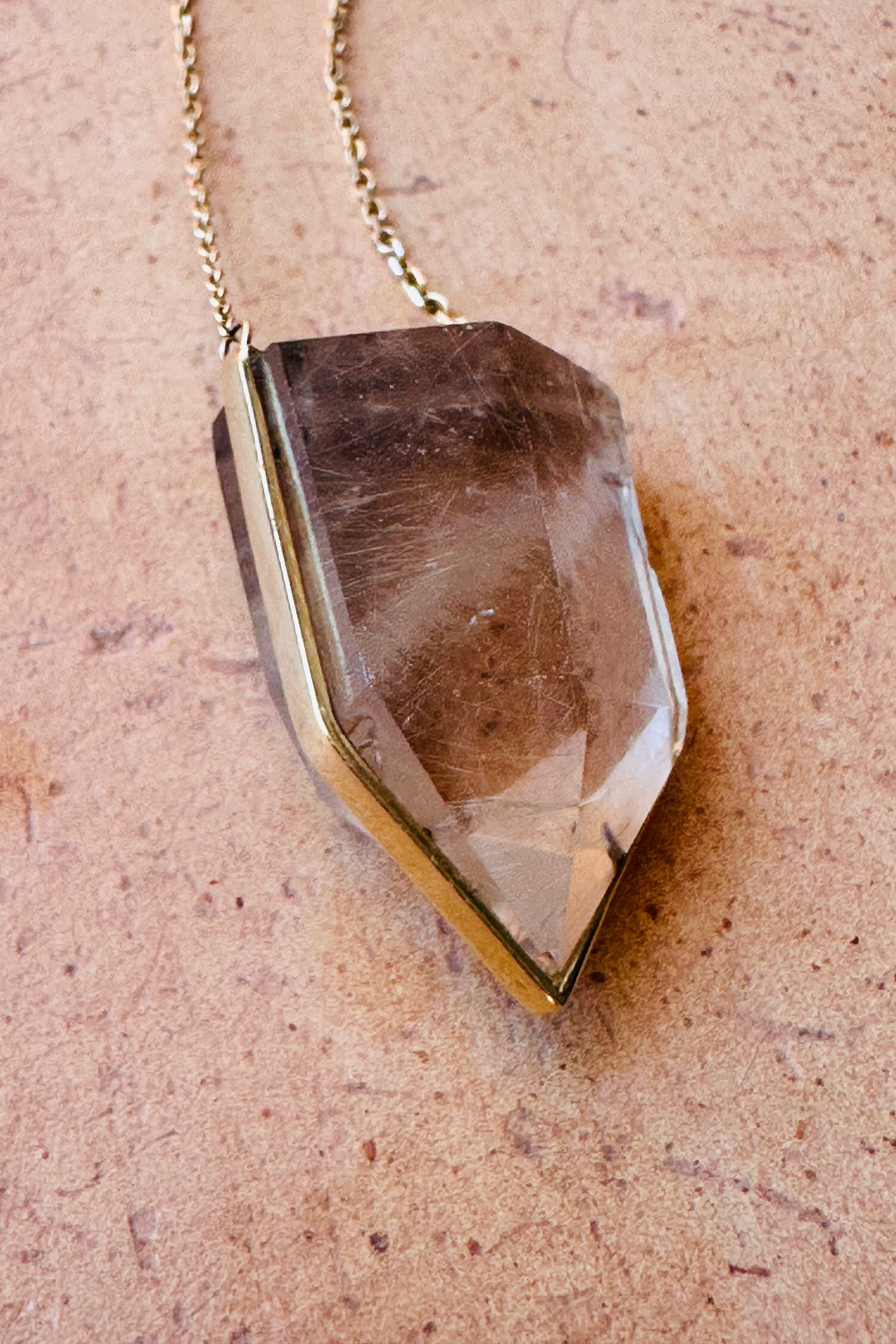 Rutilated Quartz Compas Amulet - Raw