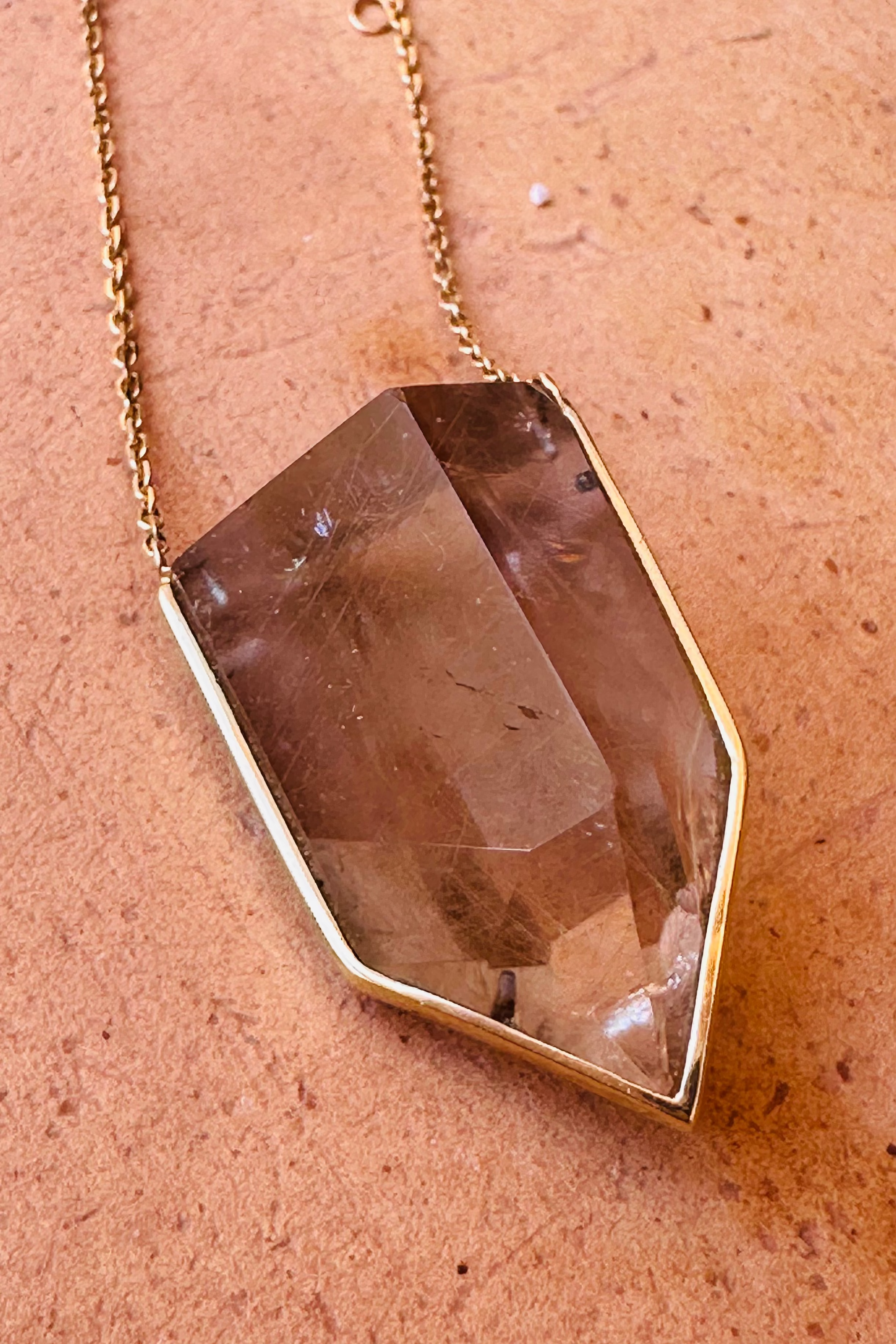 Rutilated Quartz Compas Amulet - Raw