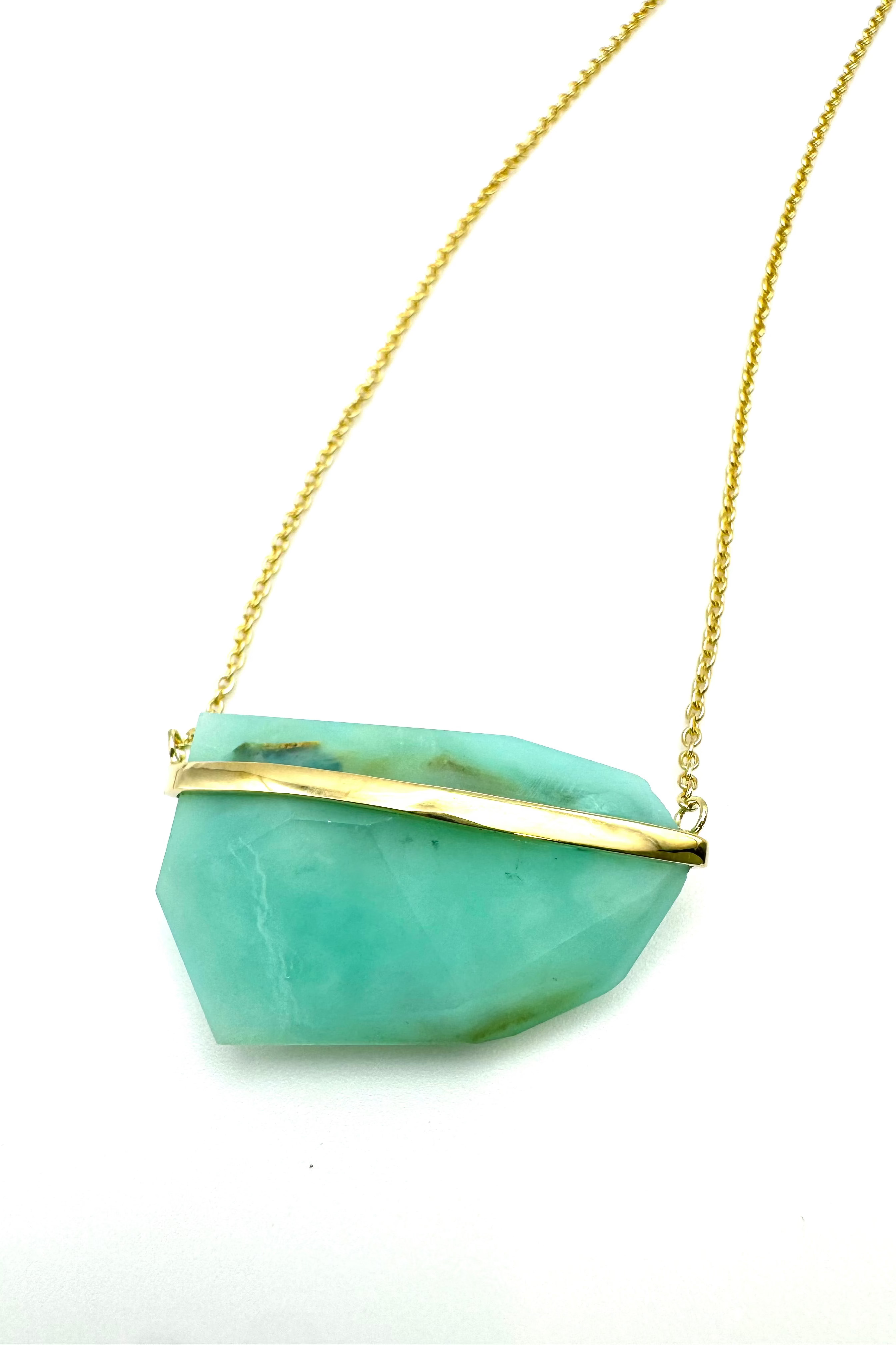 Andean Blue Opal Lip Amulet - Cut