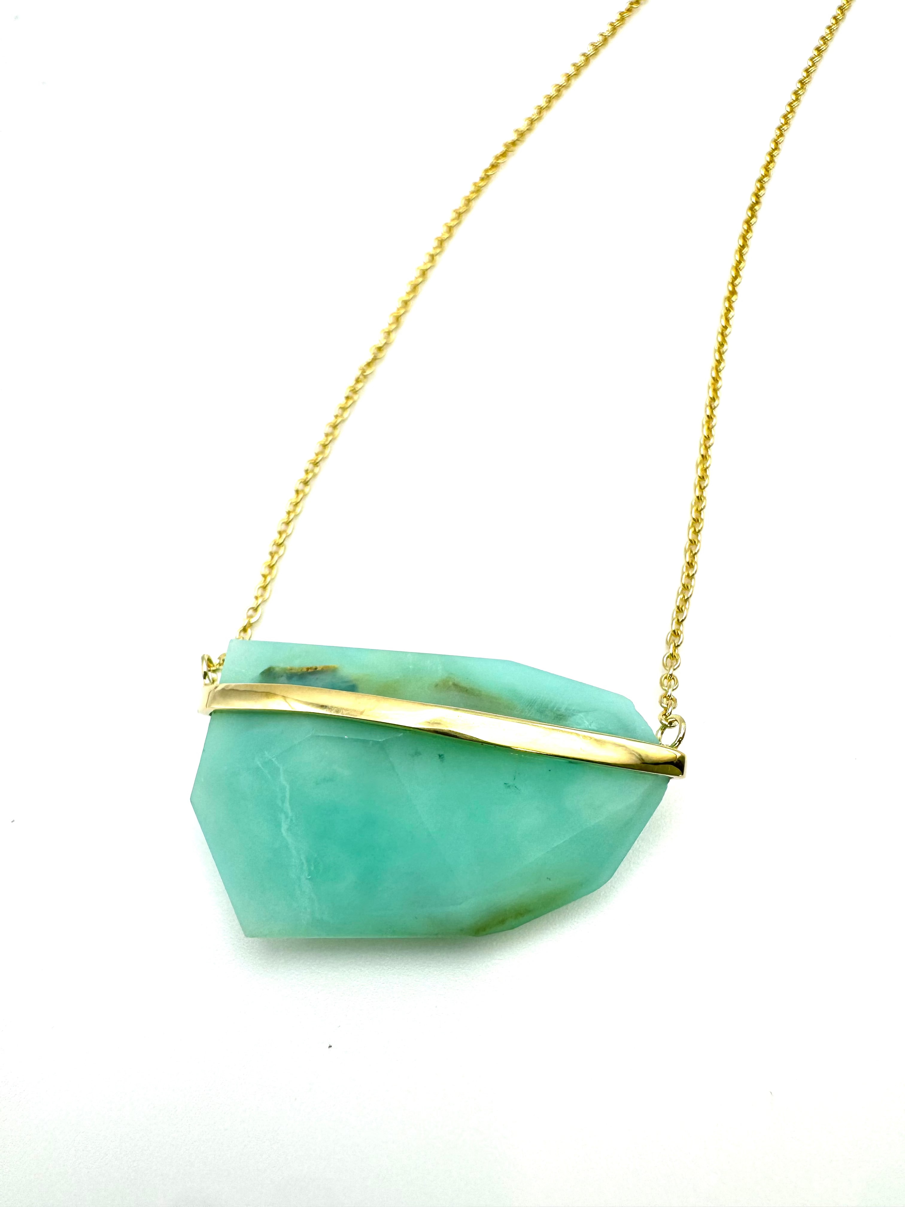 Classic Cut Blue Opal Lip Amulet-Y14k