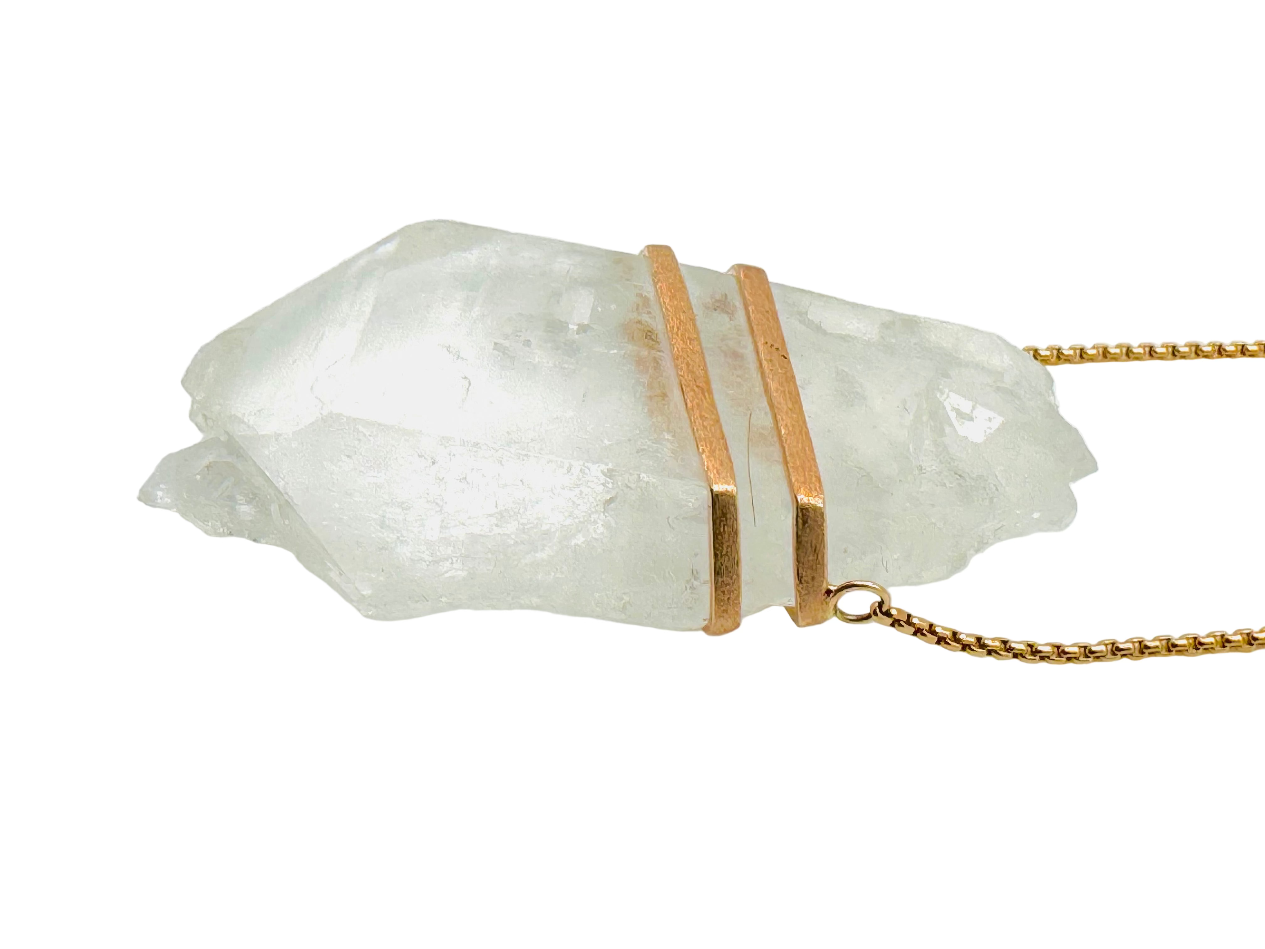 Classic Raw Clear Quartz Double Amulet-P14k