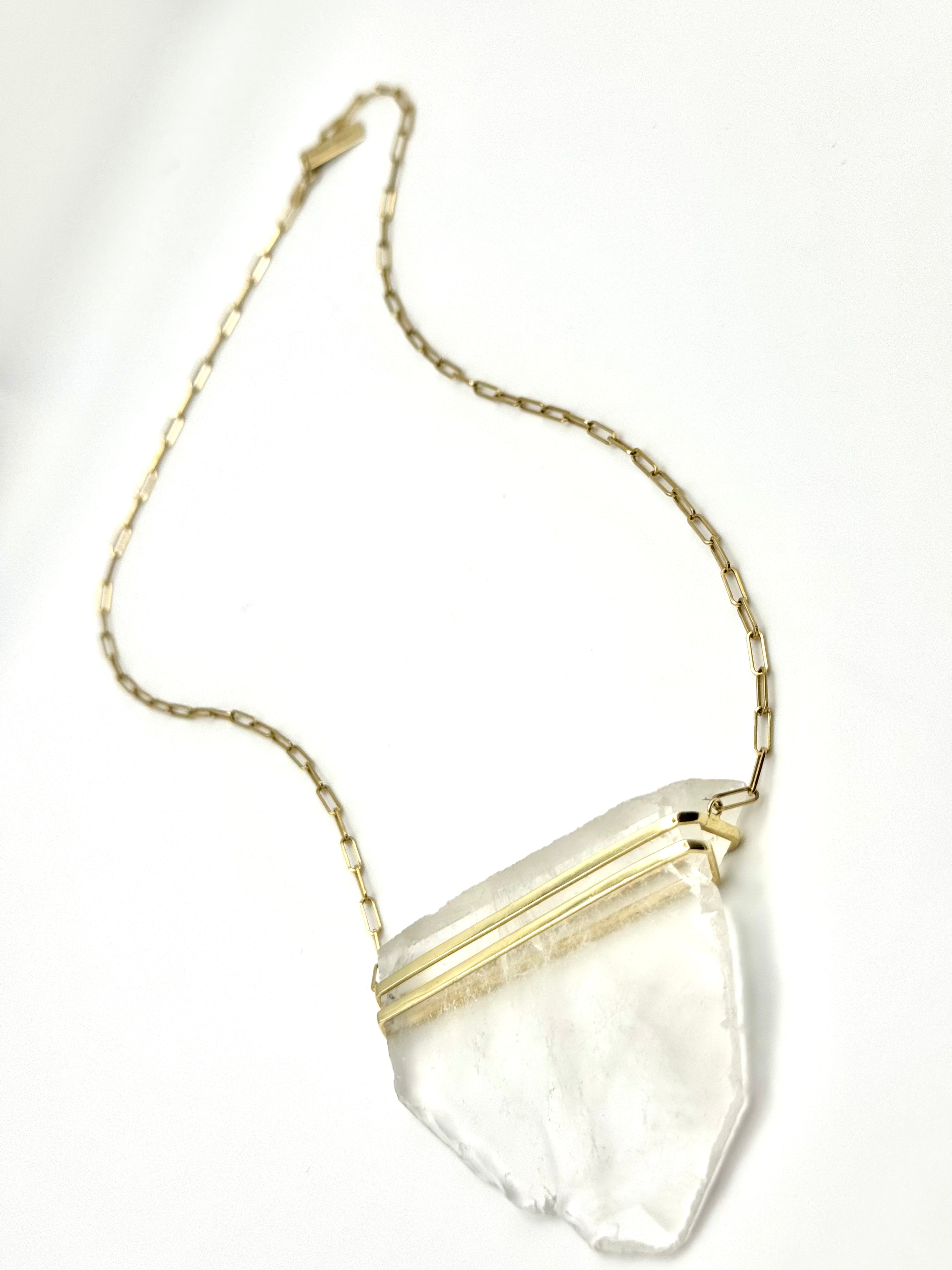 Classic Raw Clear Quartz  Double Amulet-Y14k