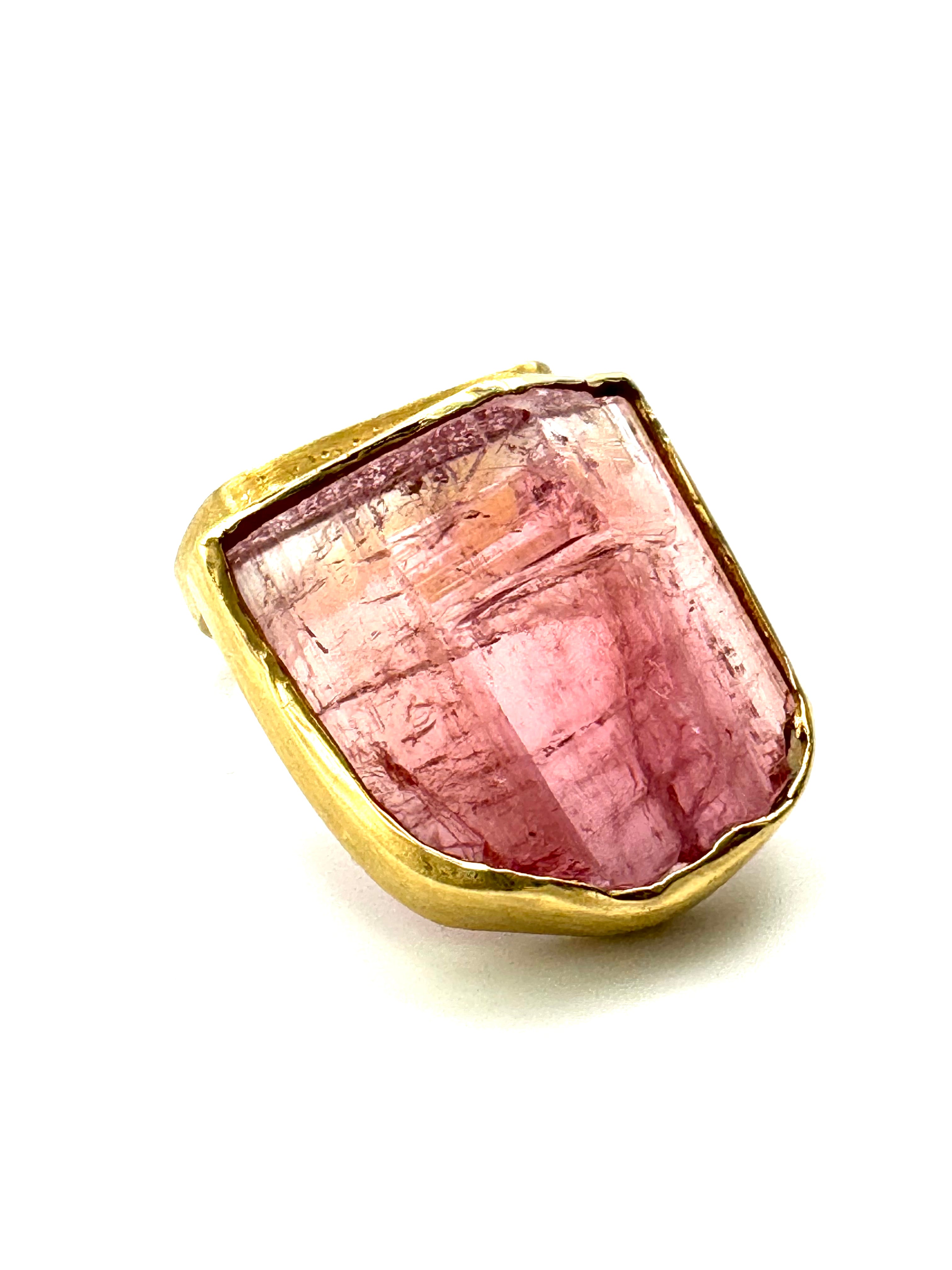 Nectar Raw Pink Tourmaline Top Ring-Y18k