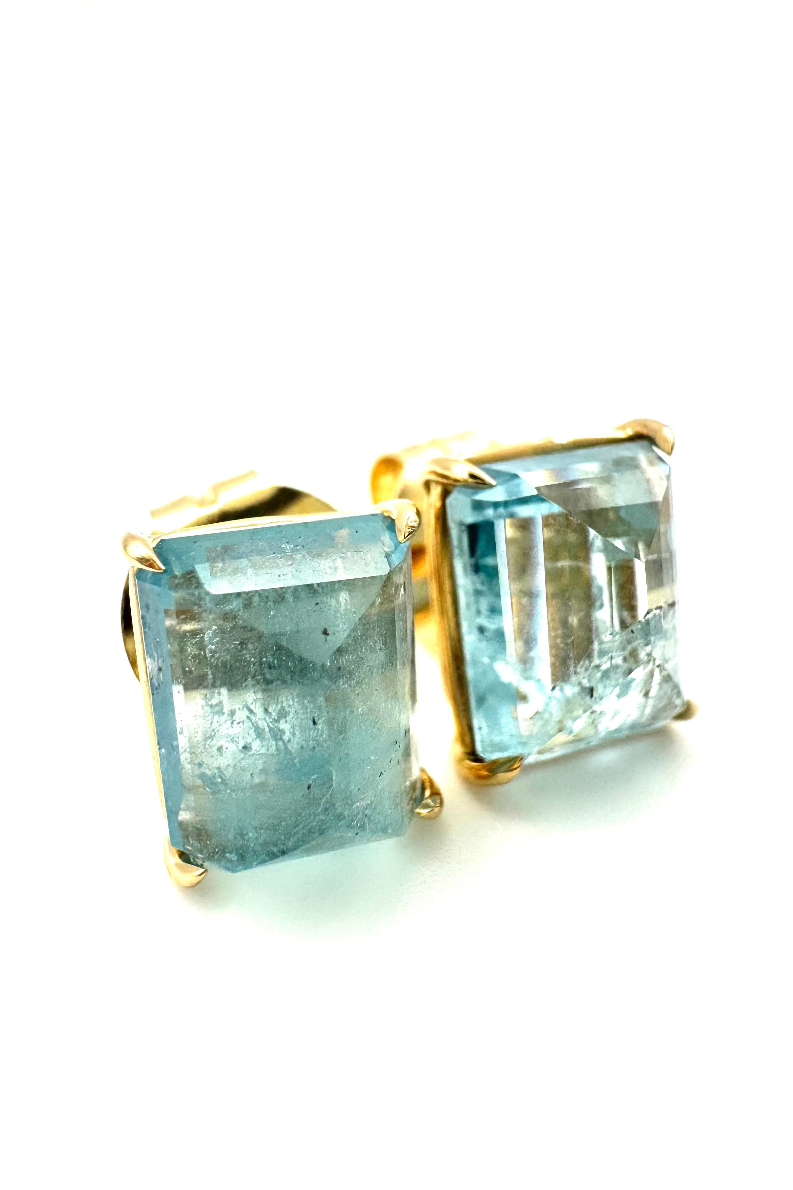 Classic Cut Aquamarine Trinket Earrings-Y18k
